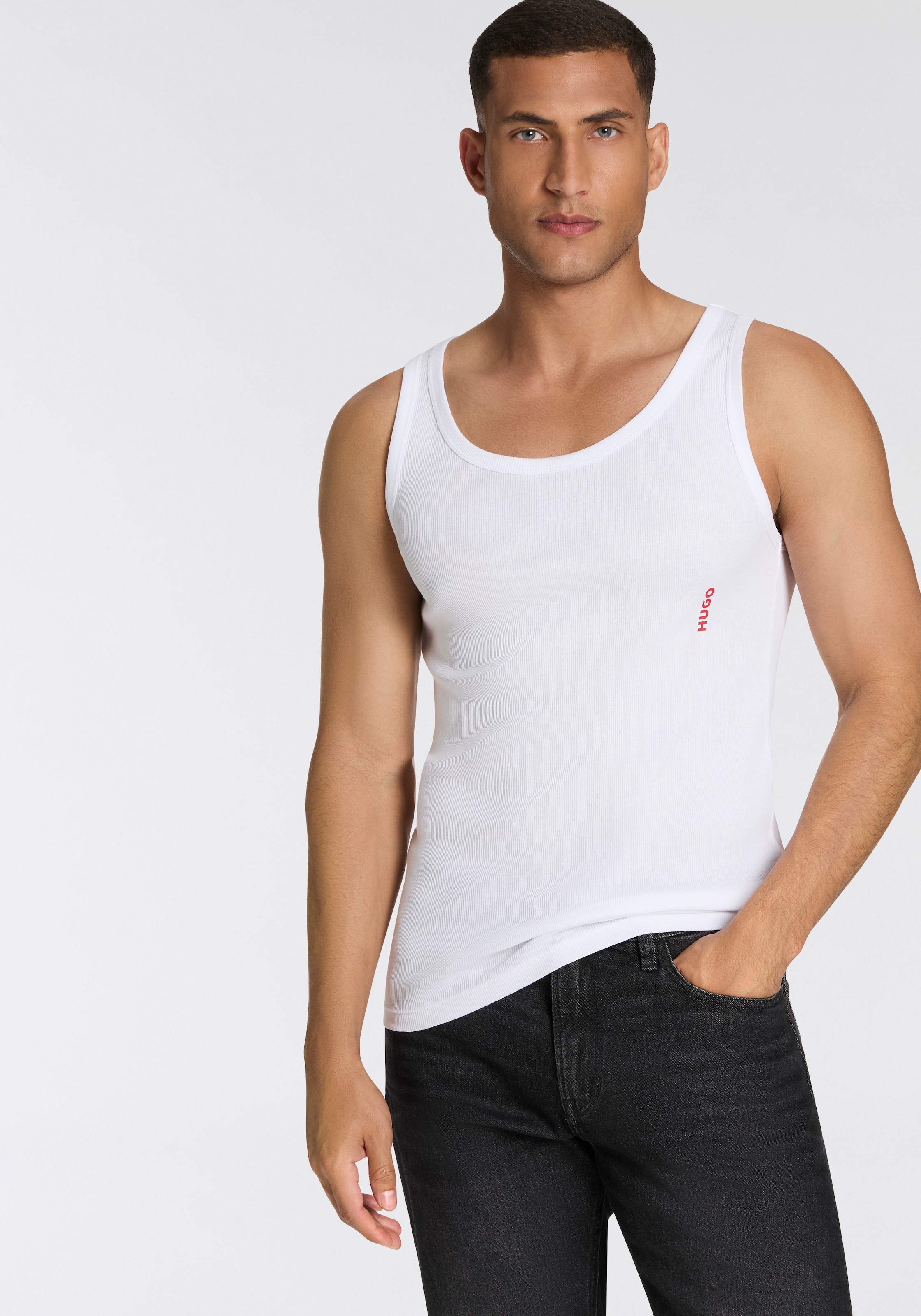 HUGO Underwear Ripptanktop Packung, 3er, 3 Stk. Basic, Rundhals