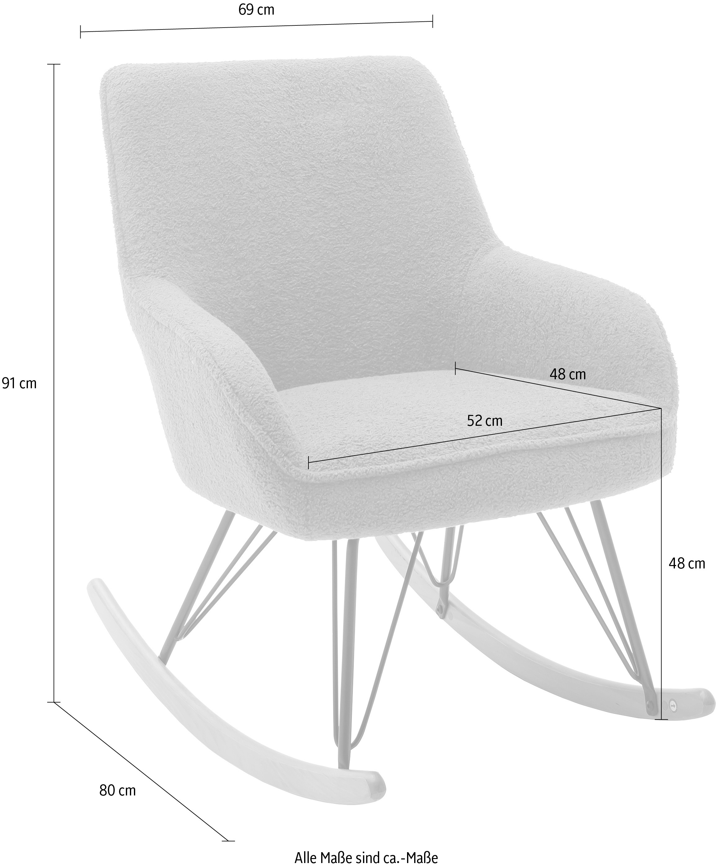 MCA furniture Schaukelstuhl »Oran«, Kufenstuhl mit Armlehne, bis 120 kg belastbar, Komfortsitzhöhe 49 cm