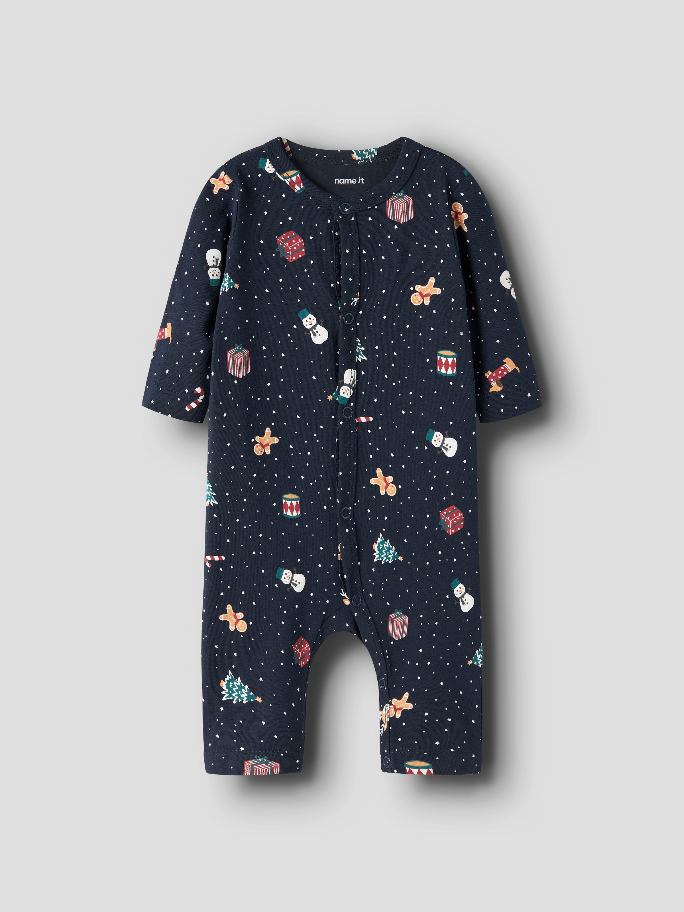 Name It Strampler »NBNVISMAS LS NIGHTSUIT« aus Baumwollmischung, mit elastischem Jersey, Langarm