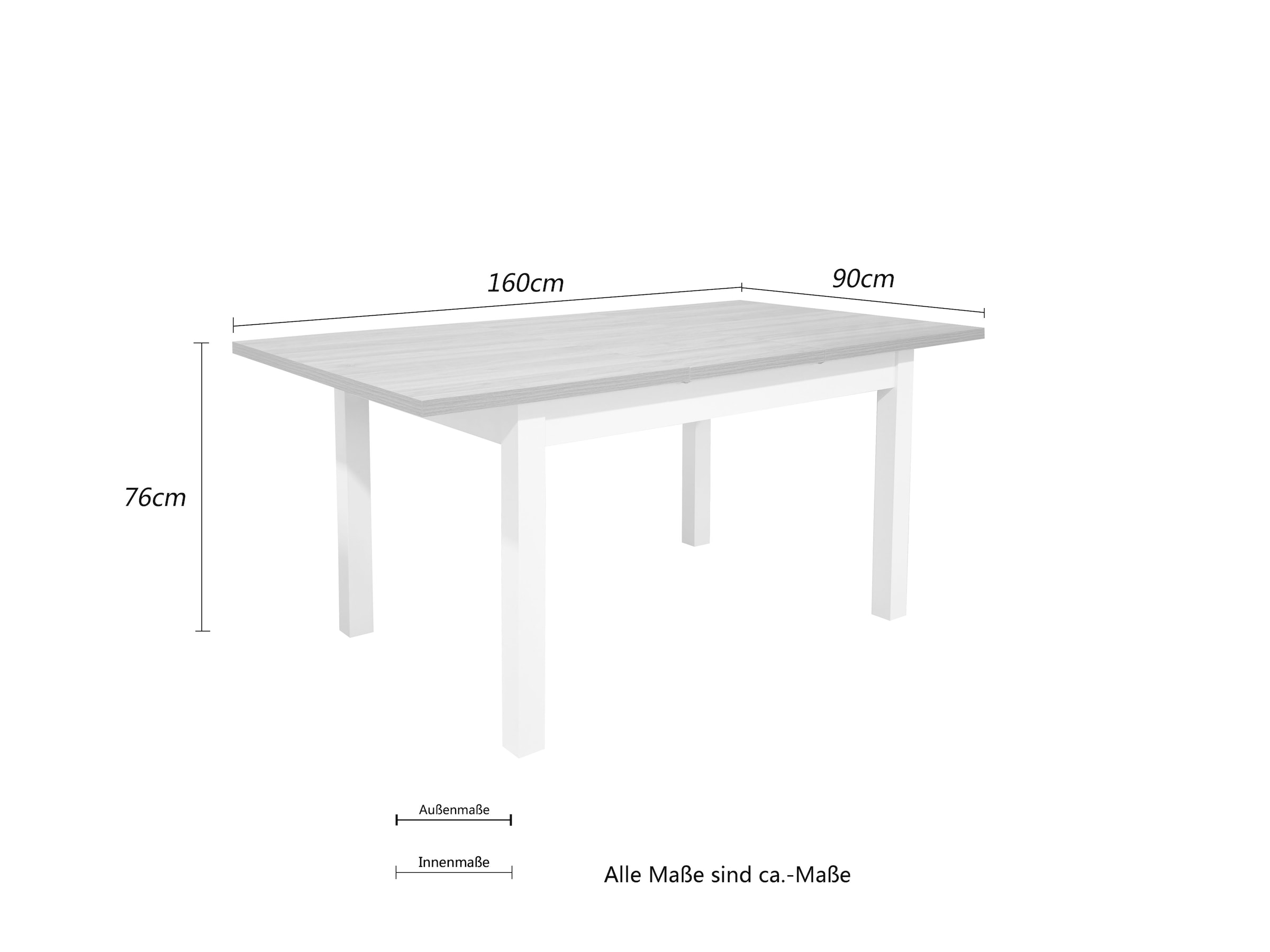 GOODproduct Esstisch »Ismund« aus Melamin und MDF Holz, Auszugsfunktion, Breite 120 oder 160 cm