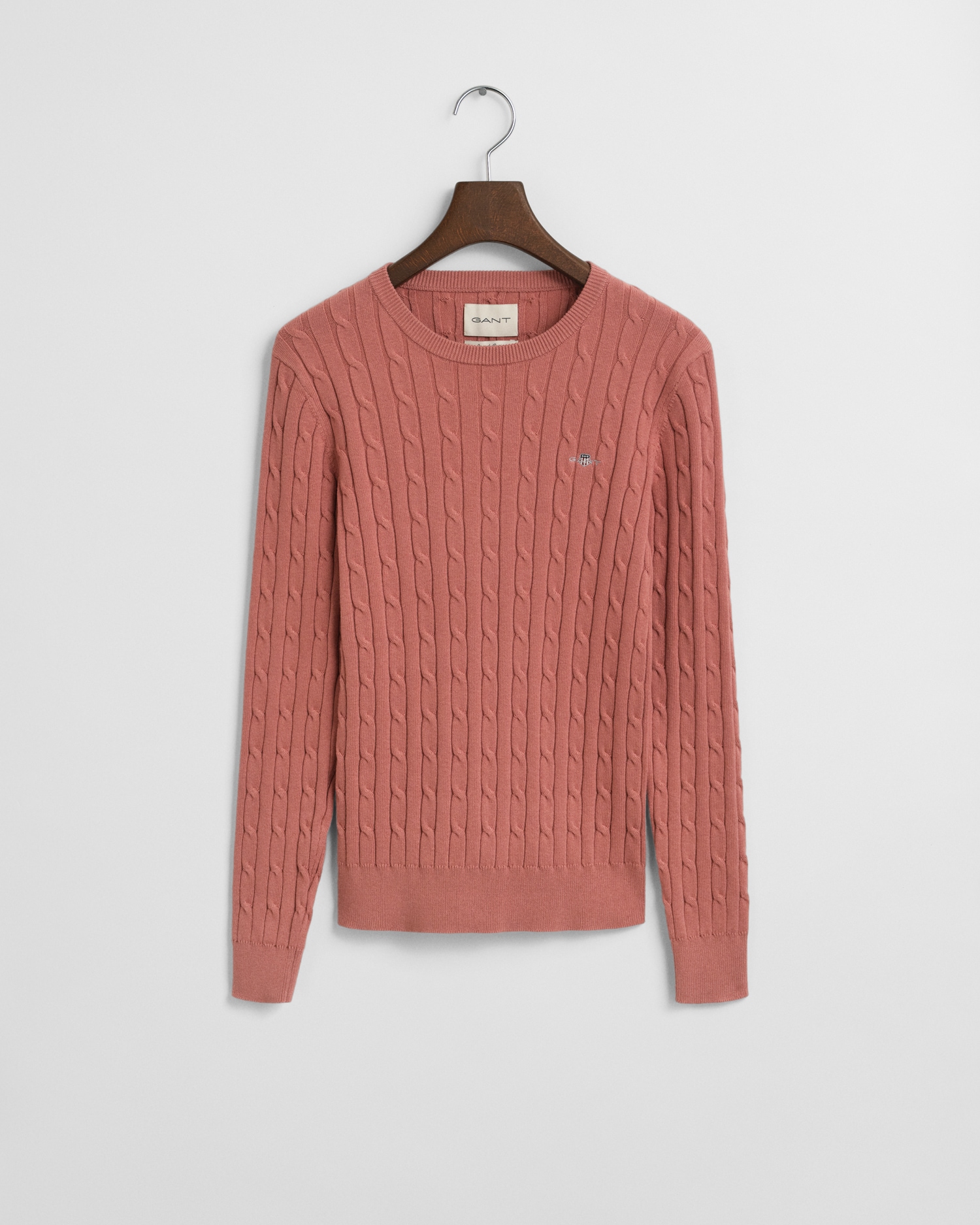 Gant Pull en tricot »STRETCH COTTON CABLE C-NECK« mit Logostickerei auf der Brust