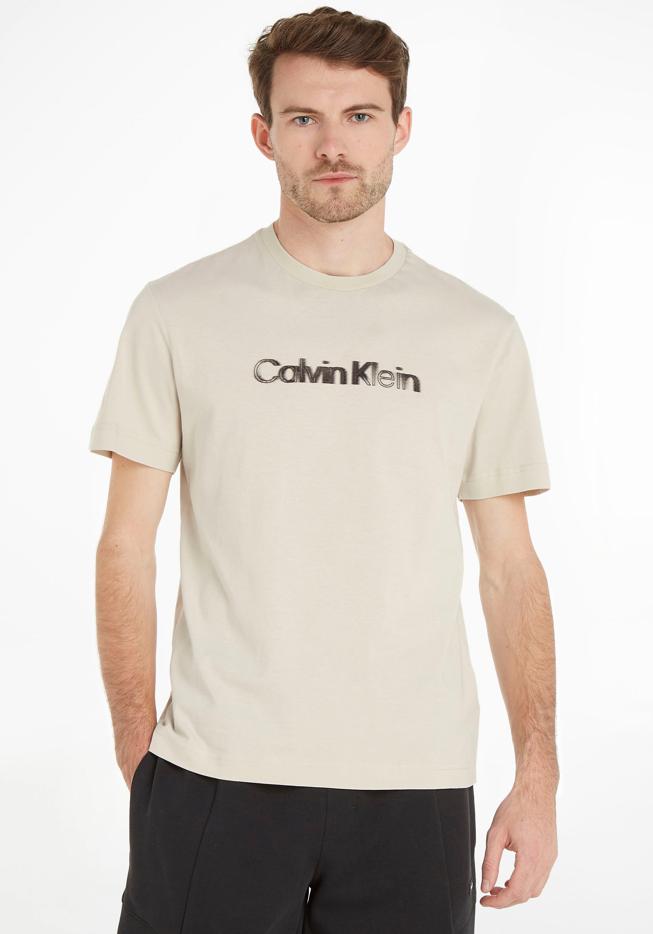 Tendance Acheter en ligne Calvin der auf Klein bas Kurzarmshirt, Logo mit Calvin à Klein prix Brust
