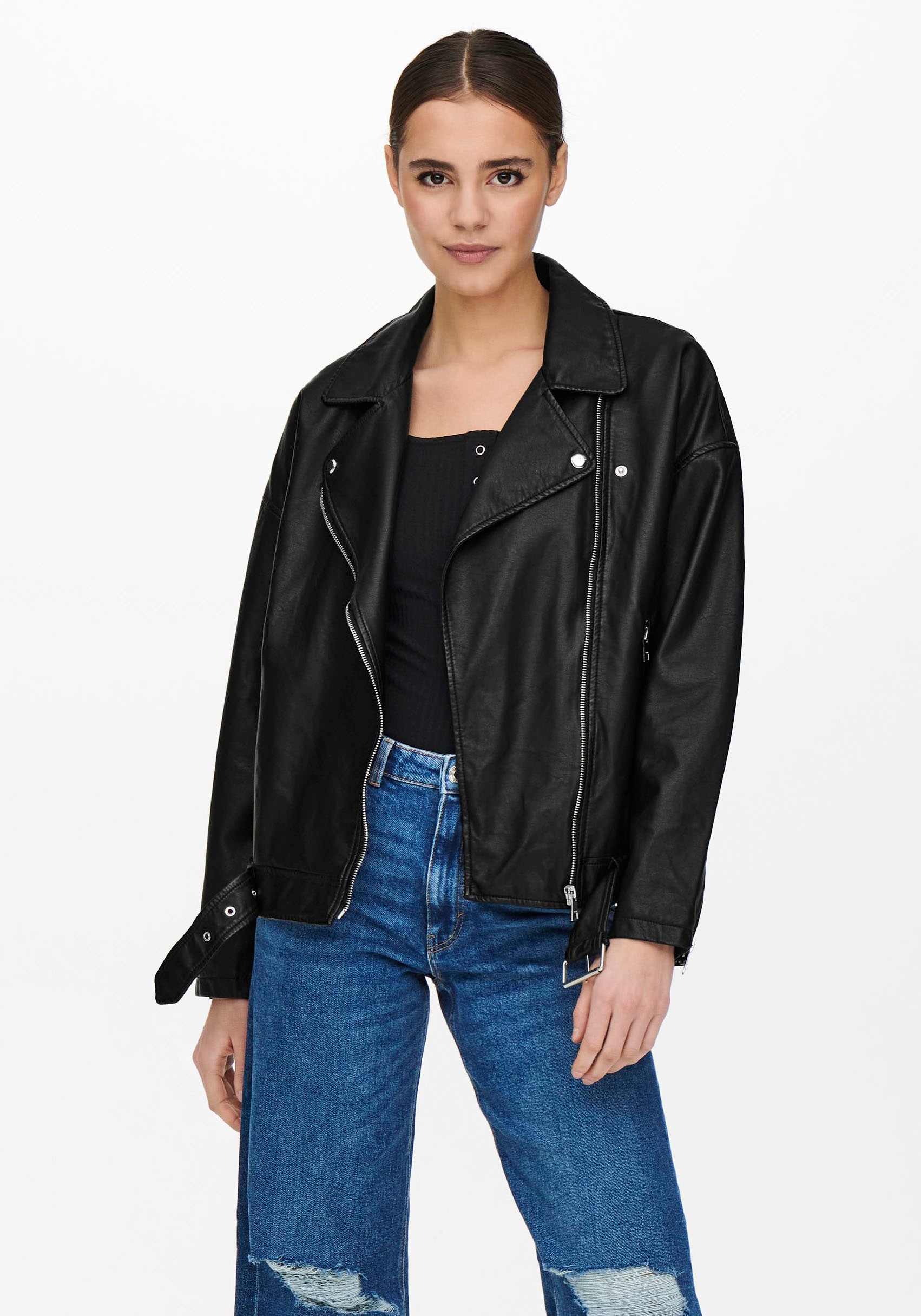 Image of Only Lederimitatjacke »ONLBELLA OVZ. FAUX LEATHER BIKER«, mit Biker - Details bei Ackermann Versand Schweiz