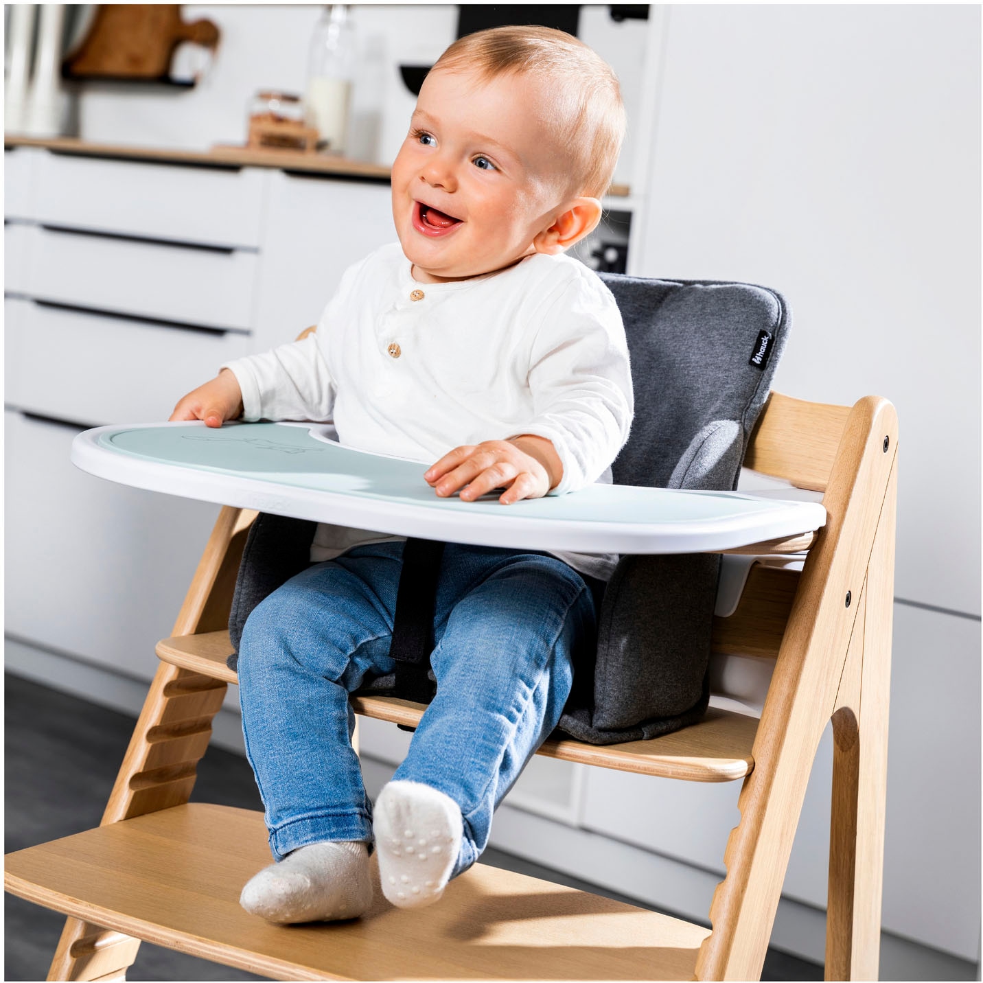 Hauck Plateau de chaise haute »Arketa Click Tray, White« aus recyceltem Material