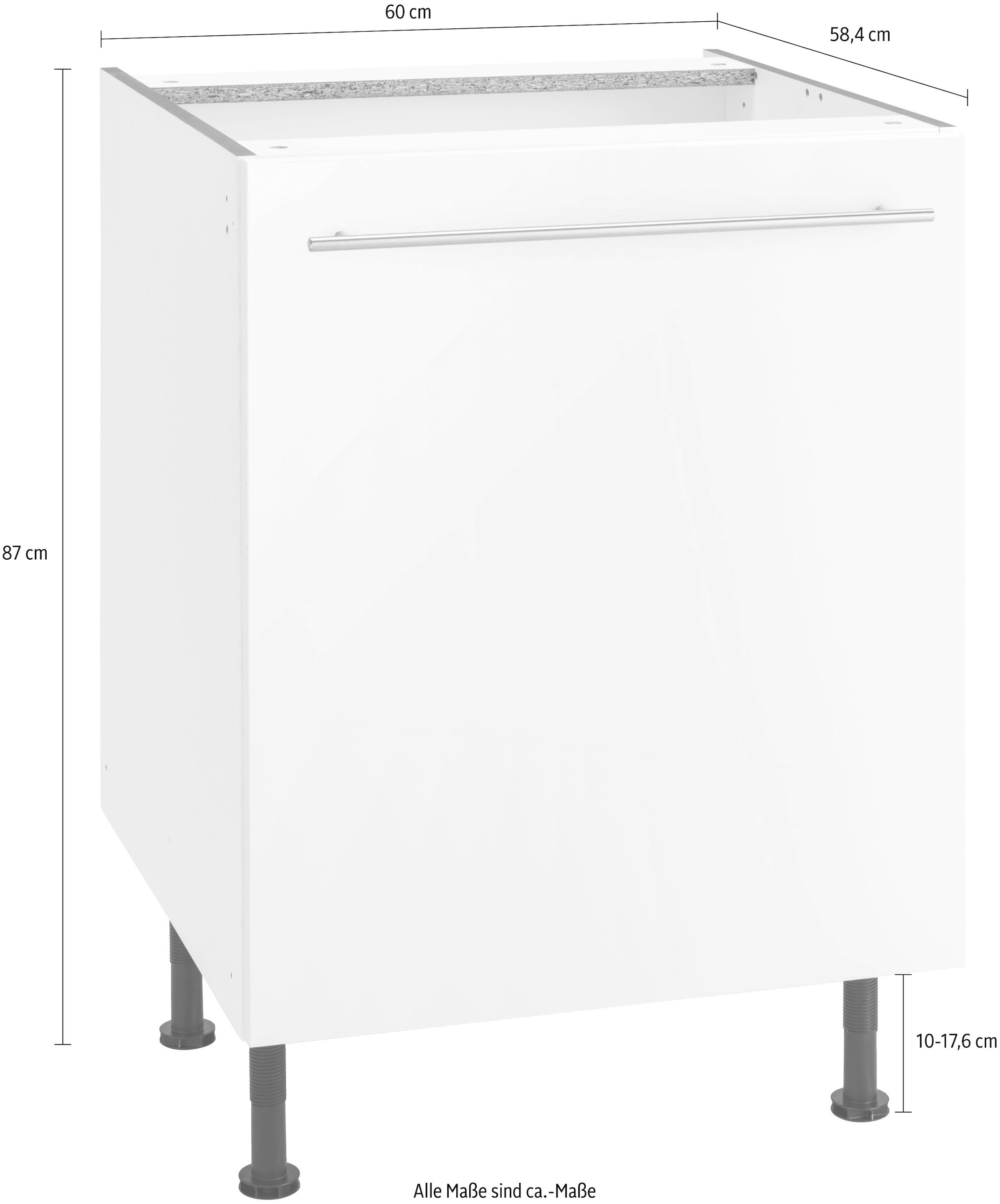 OPTIFIT Unterschrank »Bern«, 60 cm breit, mit 1 Tür mit höhenverstellbaren Füssen, mit Metallgriff