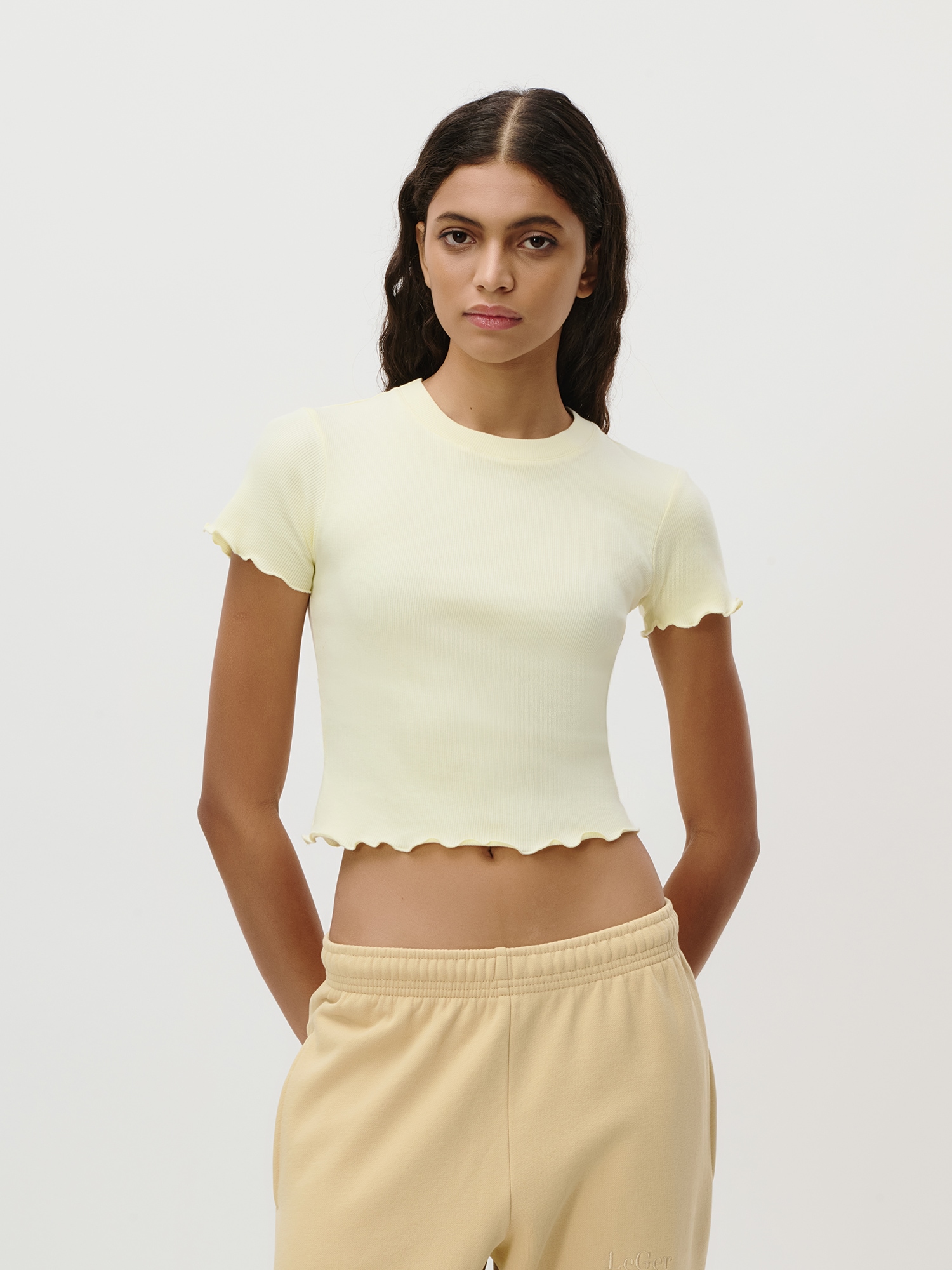 Image of LeGer T-Shirt "Teresa, LeGer by Lena Gercke" mit Rippstruktur, kurze Form, slim fit