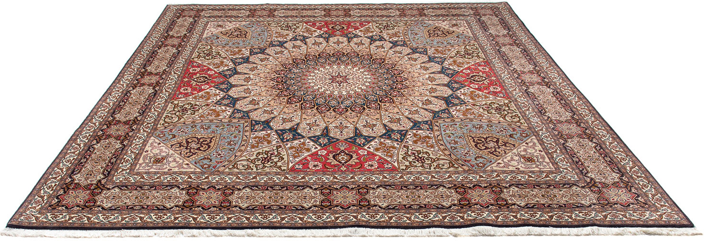 Image of morgenland Orientteppich »Perser - Täbriz - Royal quadratisch - 253 x 251 cm - hellbraun«, quadratisch, 7 mm Höhe, Wohnzimmer, Handgeknüpft, Einzelstück mit Zertifikat bei Ackermann Versand Schweiz