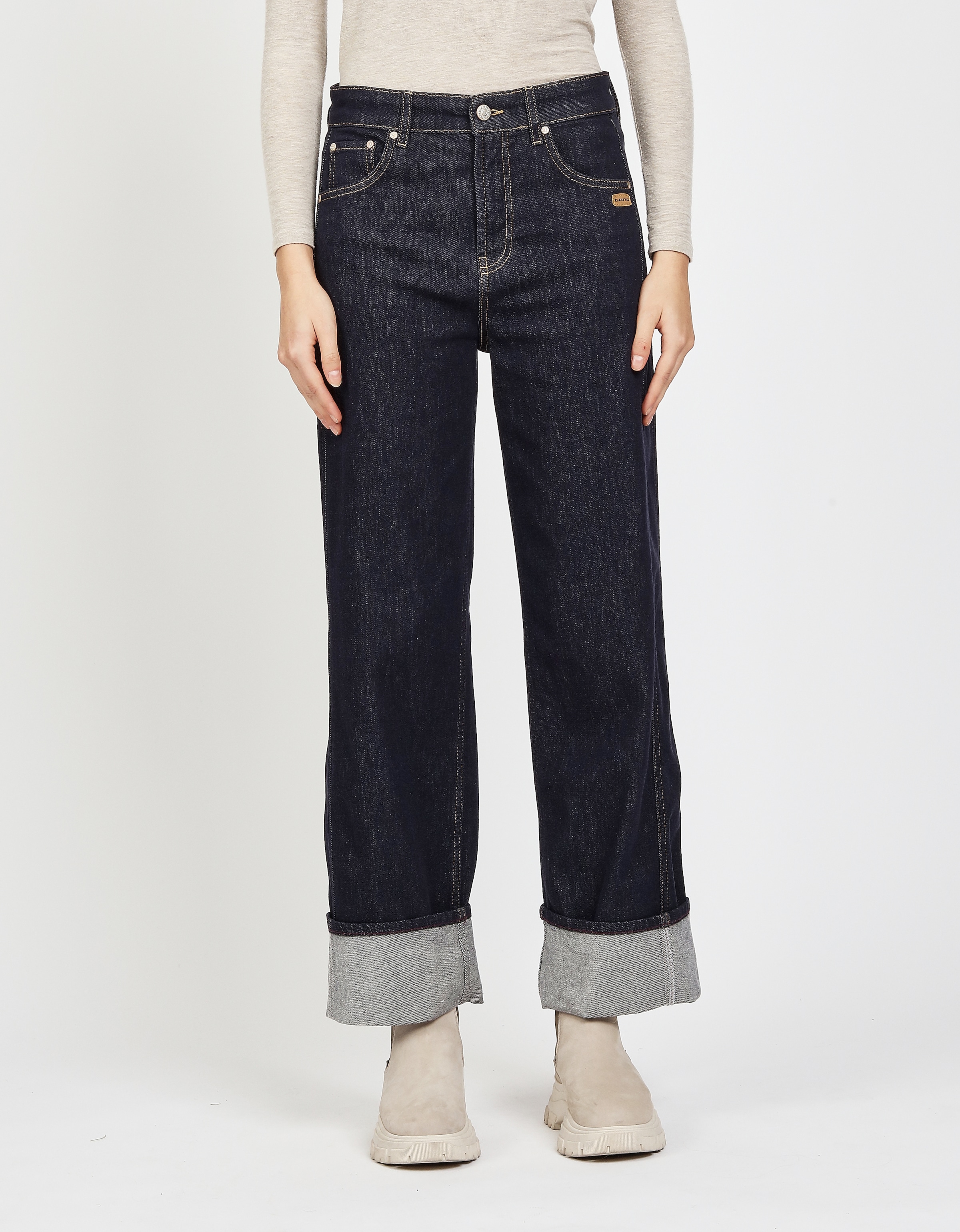 Image of GANG Straight-Jeans "94BLAKE STRAIGHT" hoher Bund, Umschlag am Saum