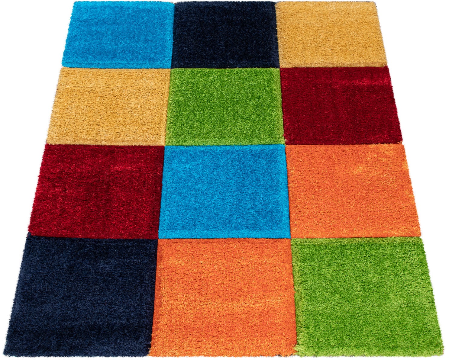 Image of Paco Home Hochflor-Teppich »Lobos 533«, rechteckig, 40 mm Höhe, modernes kariertes Design, intensive Farben, flauschig weicher Flor, ideal im Wohnzimmer, Kinderzimmer und Schlafzimmer bei Ackermann Versand Schweiz