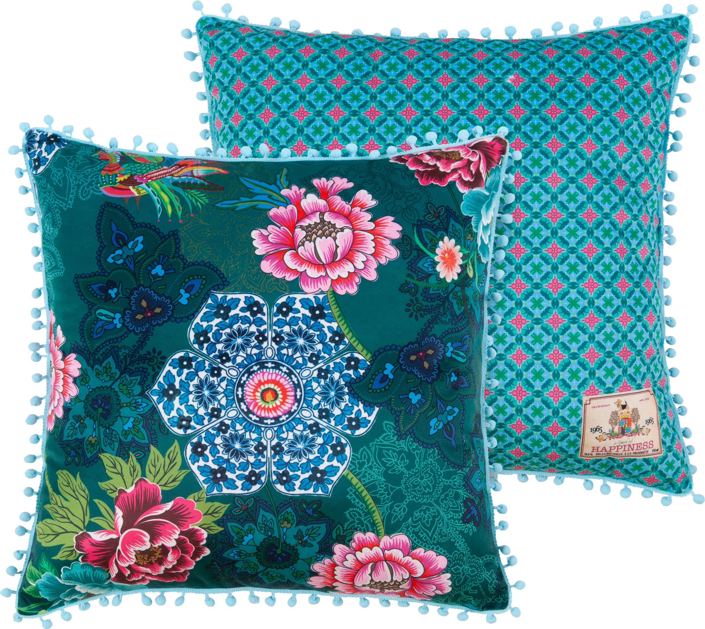 Image of Happiness Dekokissen »Ceylon«, (1 St., 1 48x48 cm Dekokissen - Mit pompons), Mit pompons bei Ackermann Versand Schweiz