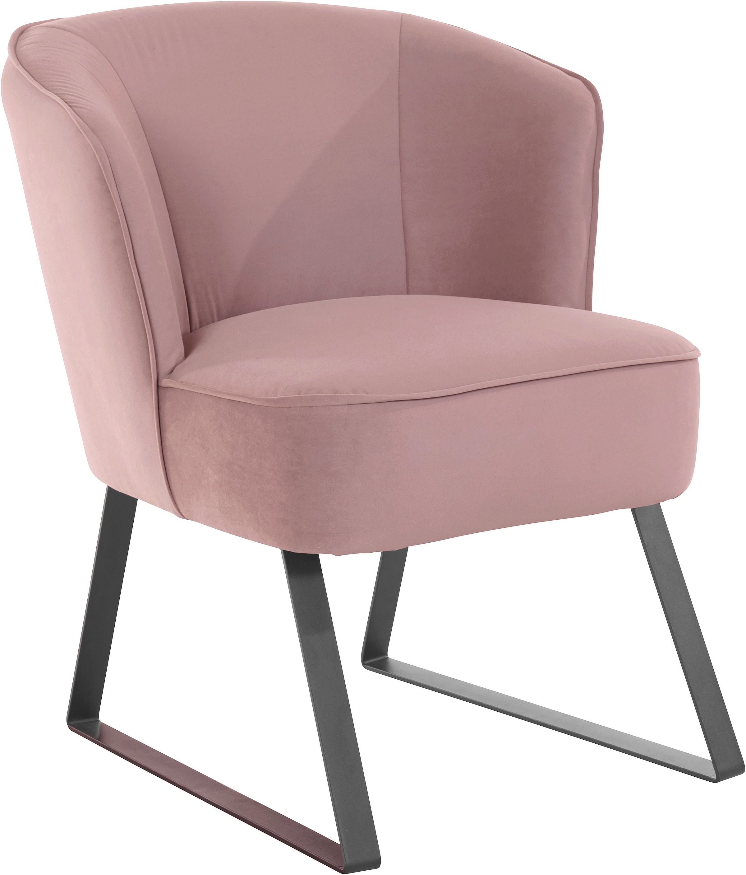 exxpo - sofa fashion Sessel »Americano, Loungesessel«, mit Keder und Metallfüssen, Bezug in verschiedenen Qualitäten, 1 Stck.