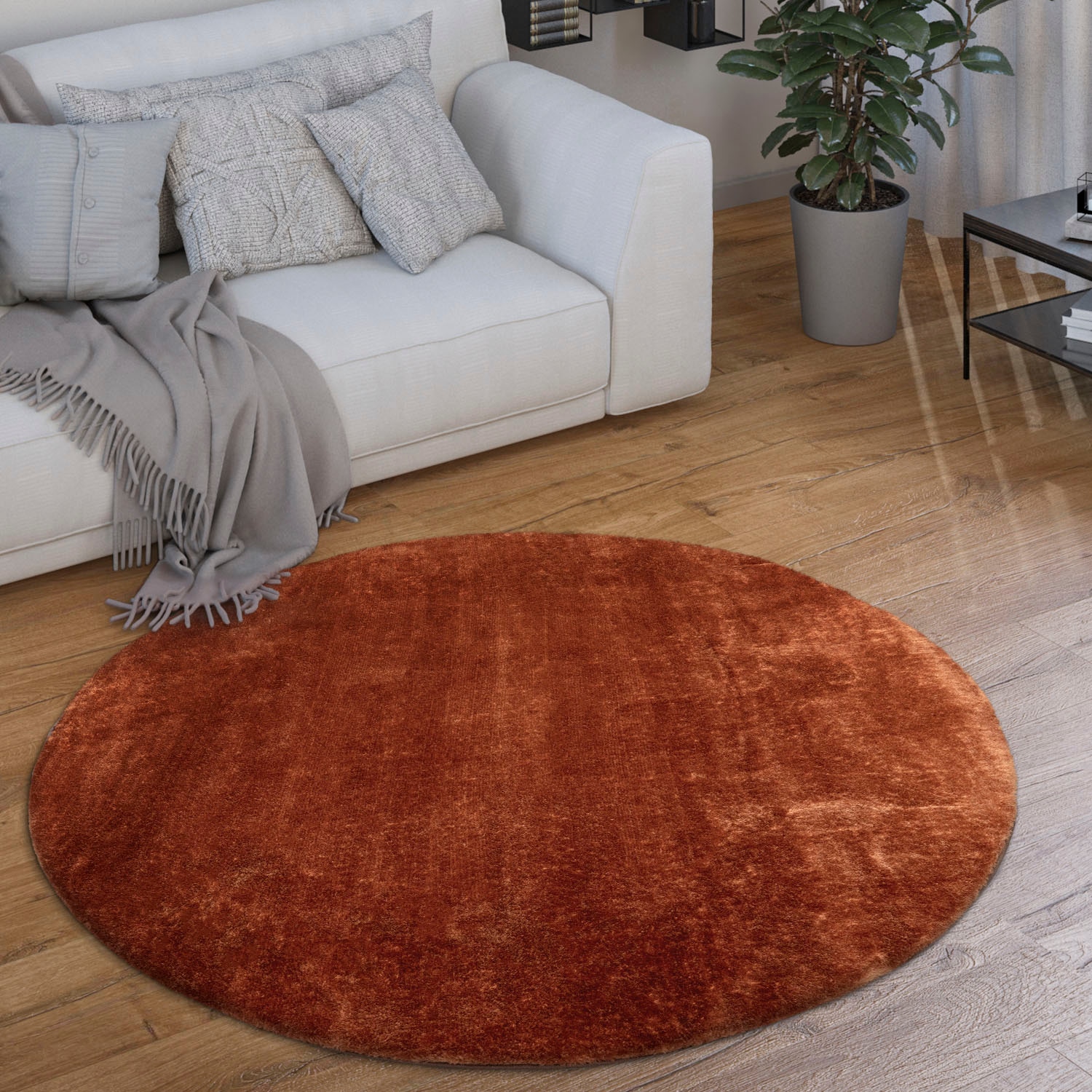 Paco Home Teppich »Cadiz 630«, rund, Kurzflor, Uni-Farben, besonders weich,  waschbar, Wohnzimmer bequem kaufen | Kurzflor-Teppiche