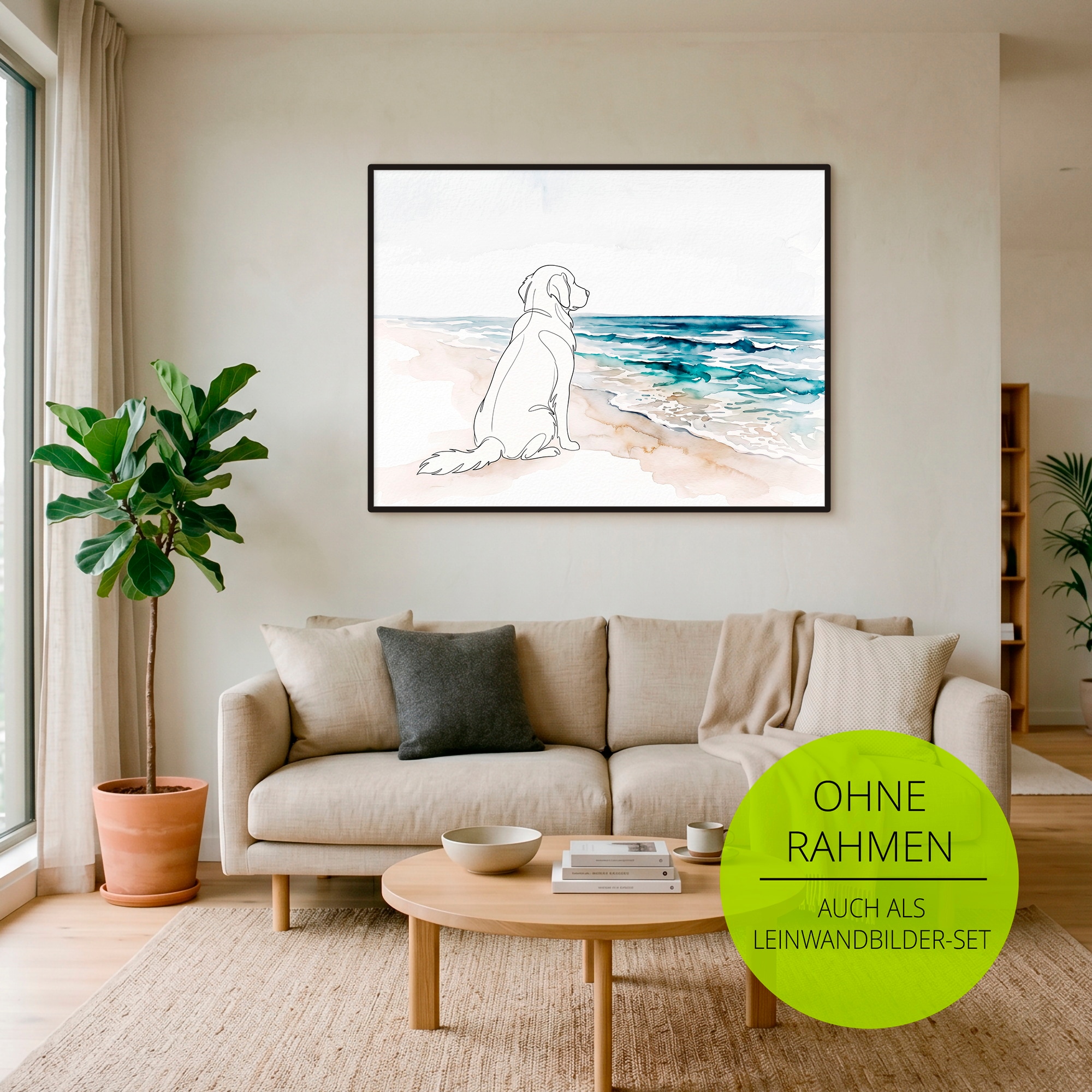 GOODproduct Wandbild »Hund am Meer« Hundebilder 1 Stk. tlg. als Poster oder Leinwandbild in versch. Grössen