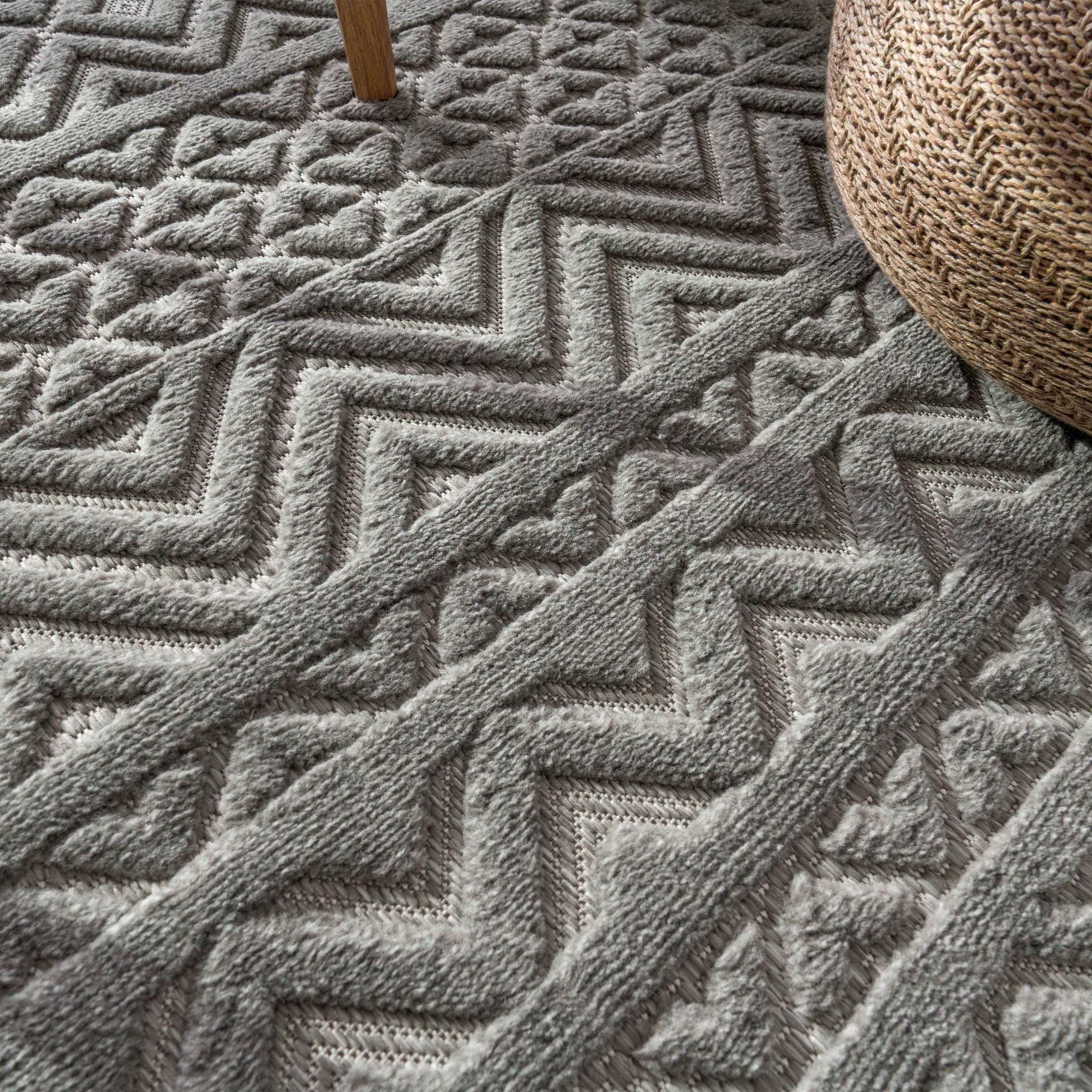 Höchste Priorität Paco Home Teppich »Livorno Muster, Outdoor kaufen Uni-Farben, geeignet Effekt, rechteckig, Scandi, 673«, Rauten Hoch-Tief