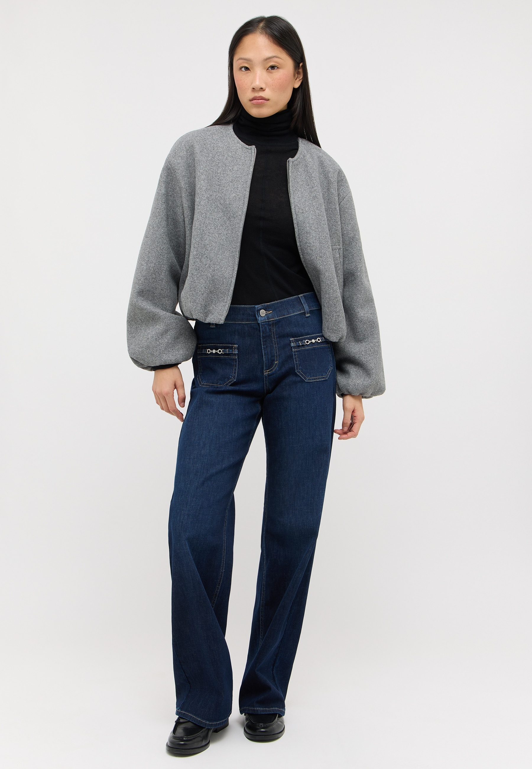 ANGELS Jeans droit »LIZ GLORY« Pantalon jambe large, avec éléments décoratifs sur les poches avant,