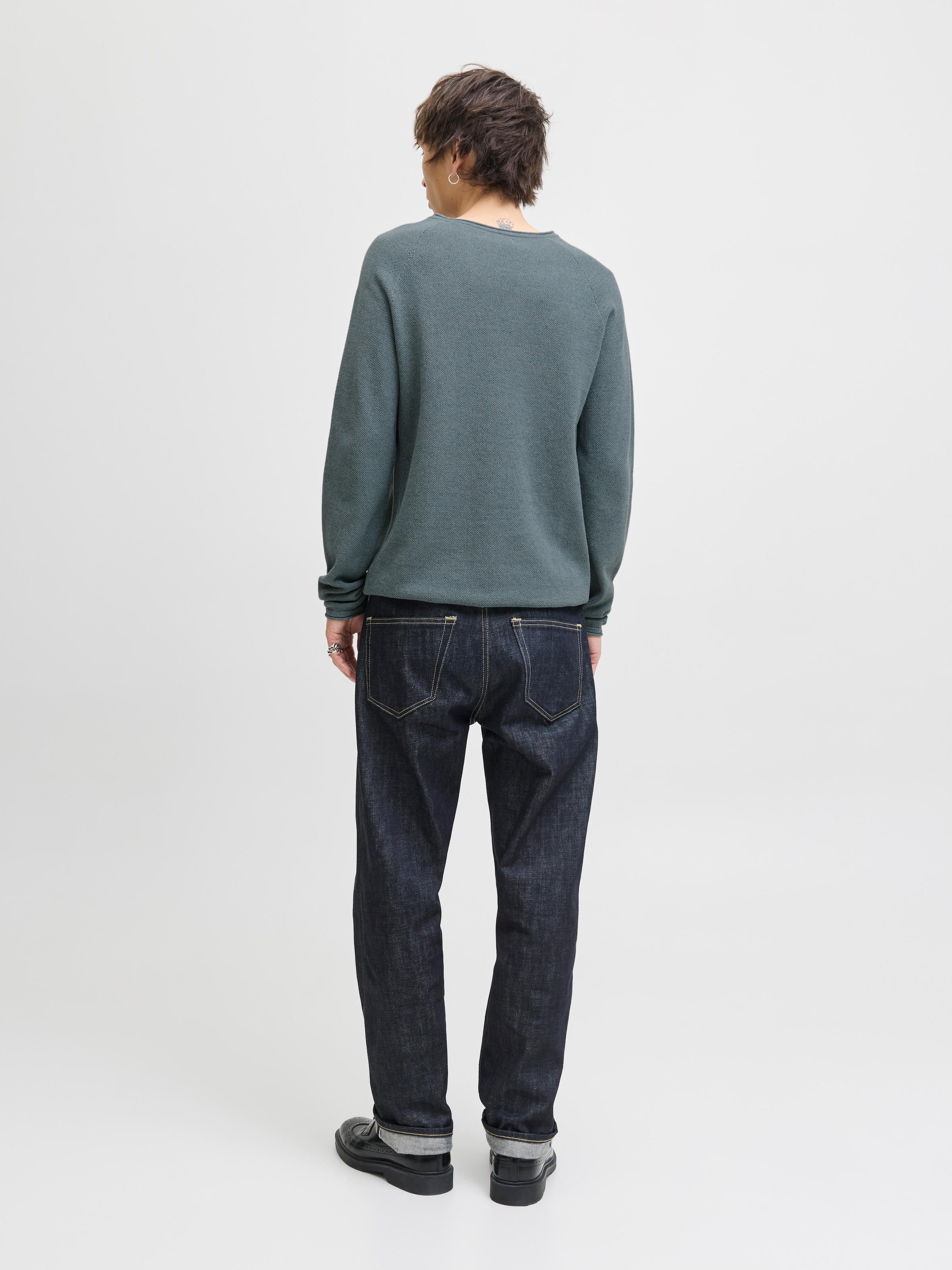Jack & Jones Pull à col rond »JJEHILL KNIT CREW NECK NOOS« Baumwolle, regular fit