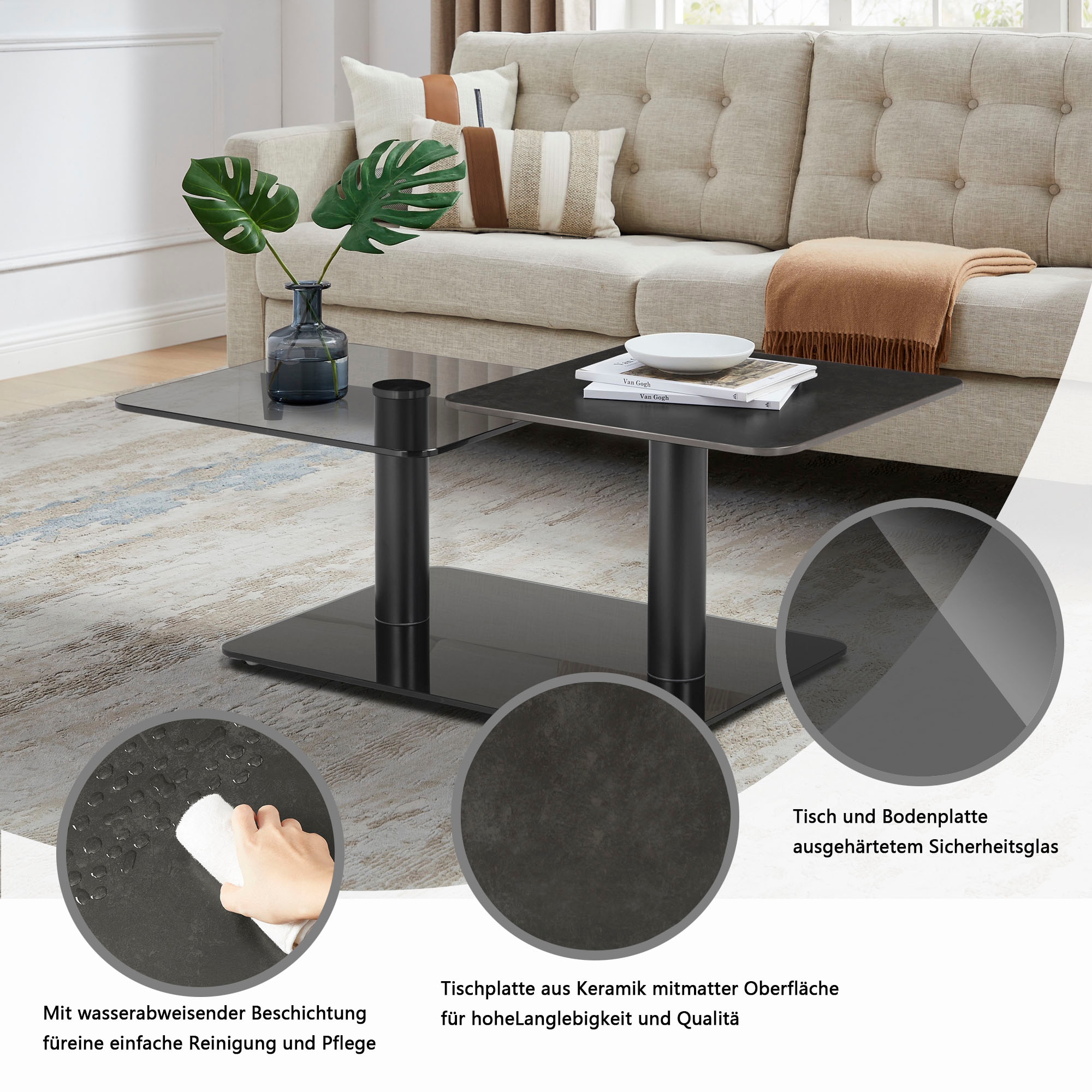 GOODproduct Couchtisch »Craco« mit verschiebbarer Ablagefläche im puristischen Design