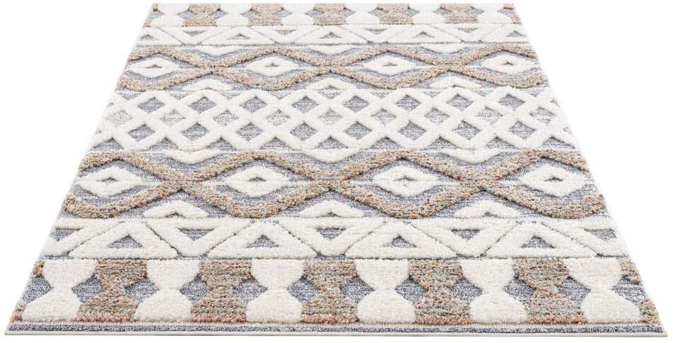 Carpet City Hochflor-Teppich »Focus Boho-Teppich, besonders 3050«, Design Rauten kaufen günstig rechteckig, weich, 3D-Effekt