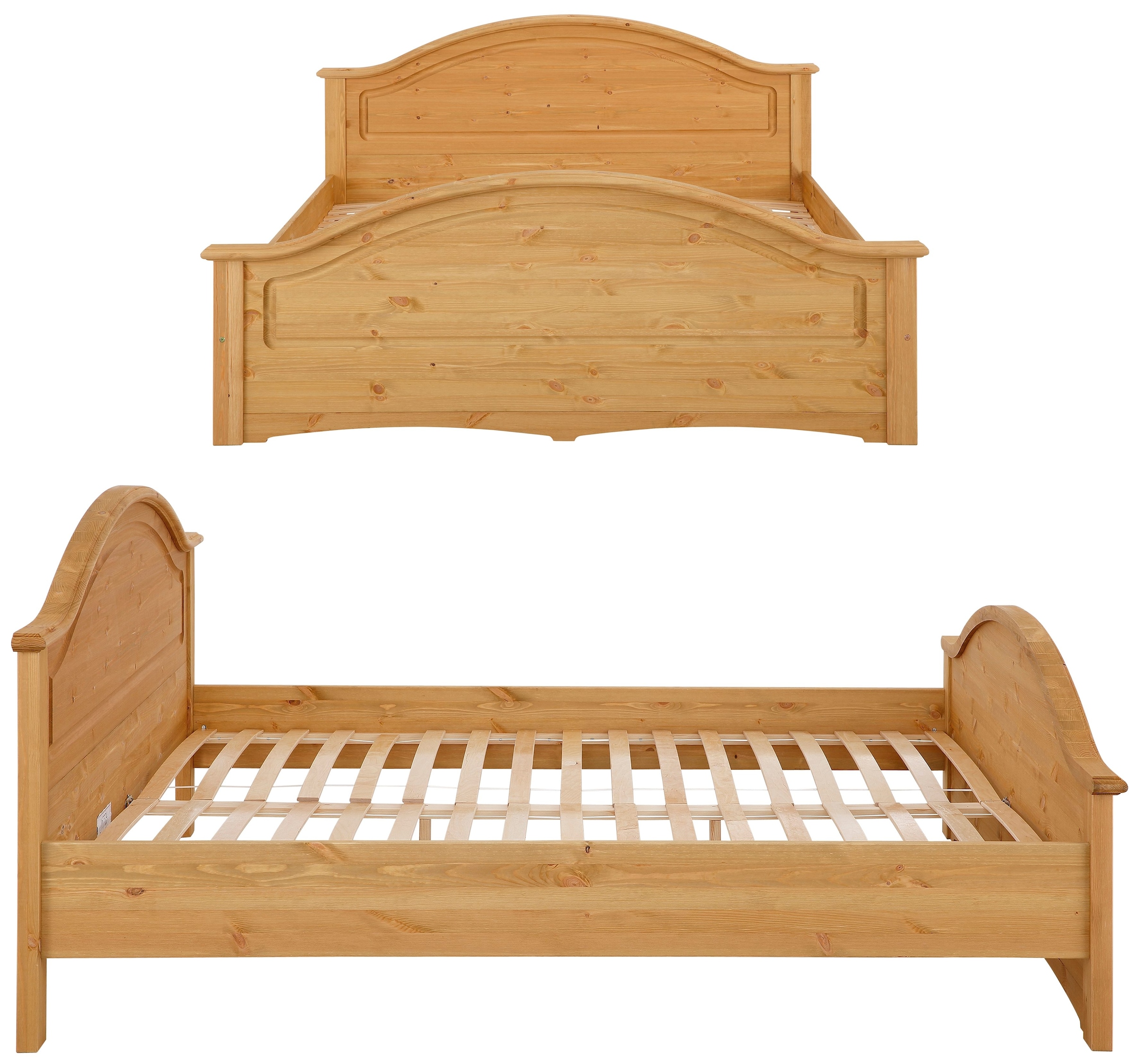 Home affaire Schlafzimmer-Set »"Konrad", komplettes Schlafzimmer mit grossem Schrank«, (Set, 4 tlg., Kleiderschrank 5 türig mit Schubladen, 2 Nachttische, Bett 180x200cm), klassischer Landhausstil, Metallgriffe, Massivholz (Kiefer)