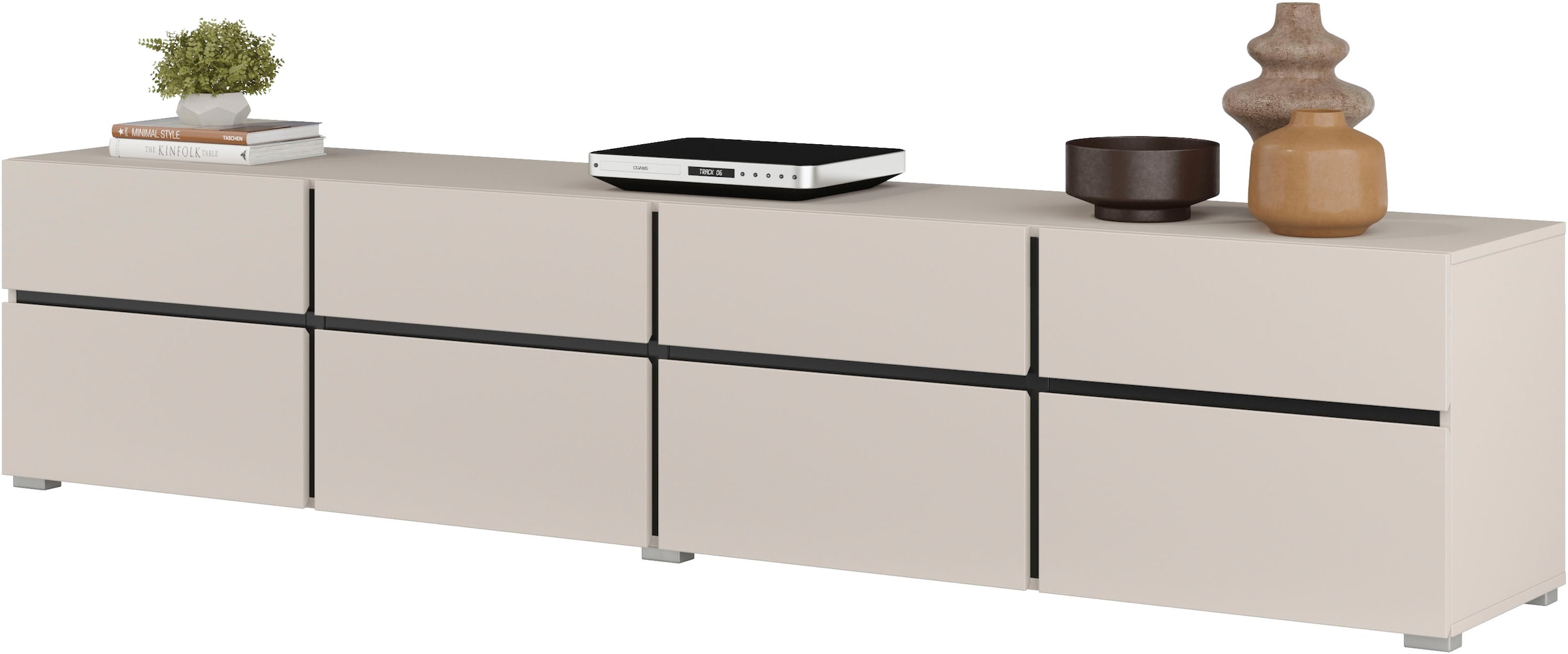GOODproduct Lowboard »Cross,Breite 225 cm, moderne grifflose TV-Kommode« TV-Schrank mit viel Stauraum, TV-Board