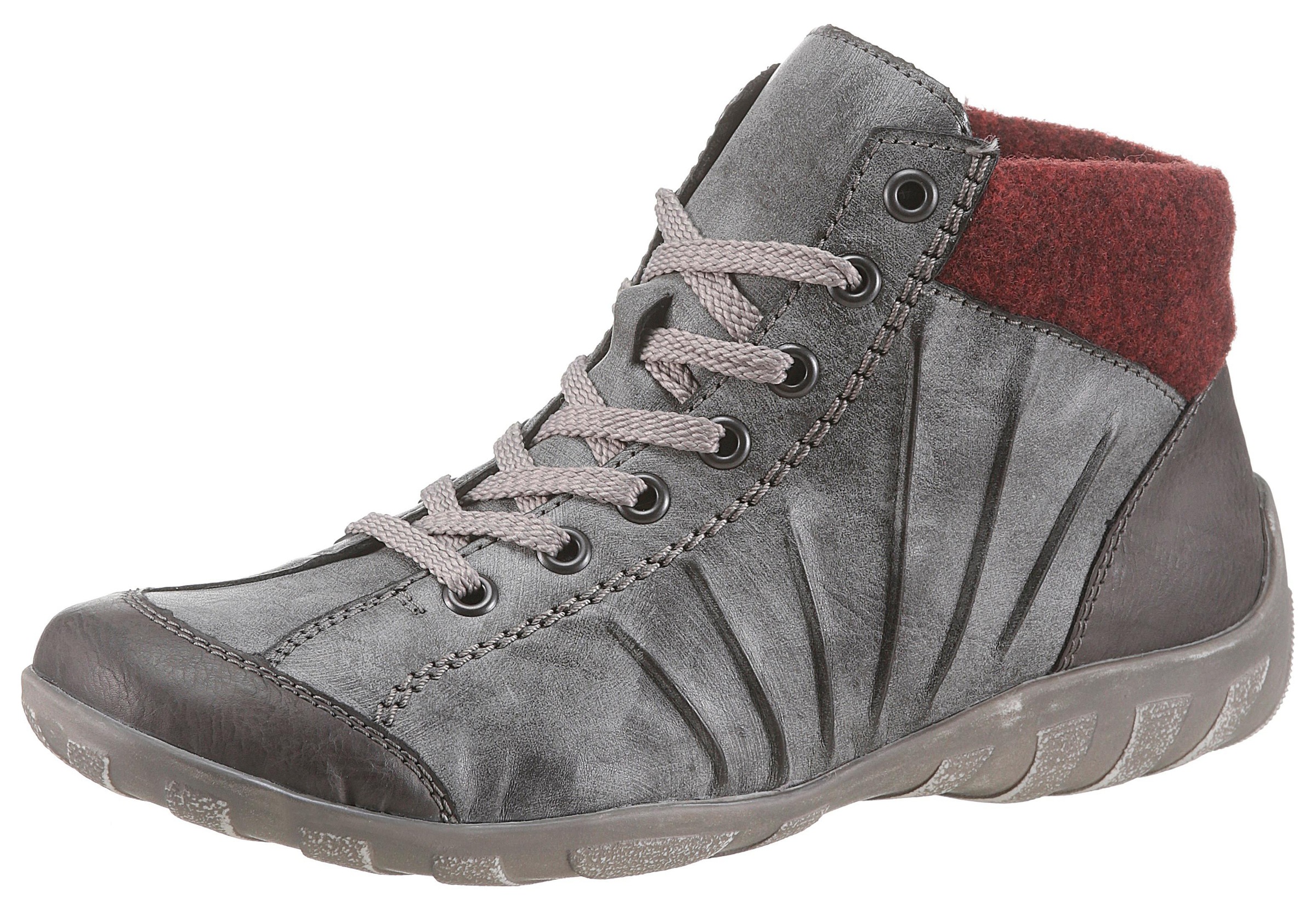 Image of Rieker Schnürboots, mit kontrastfarbenem Filzrand bei Ackermann Versand Schweiz