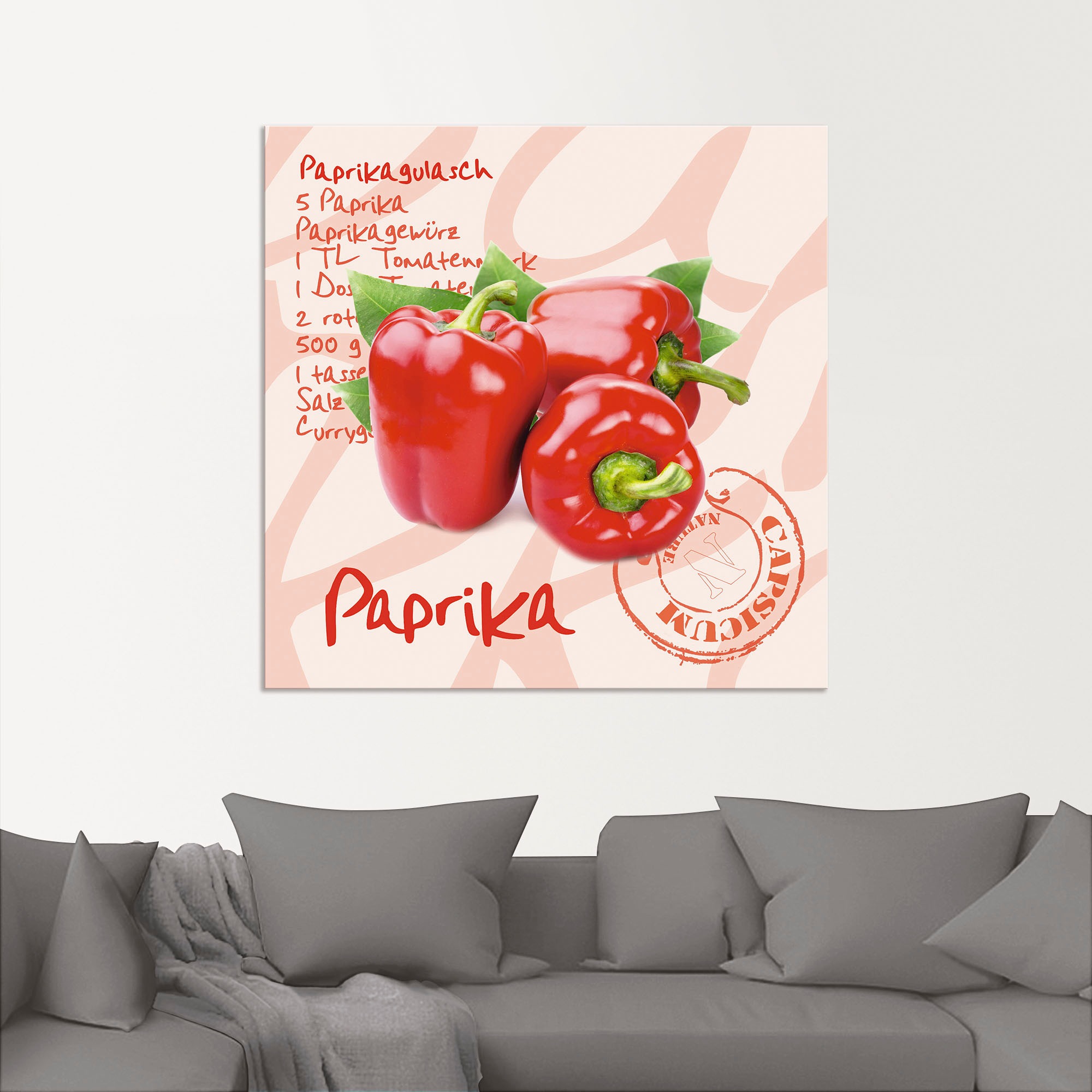 Artland Alu-Dibond-Druck »Paprika liegt auf weissen Untergrund« Lebensmittel 1 Stk. tlg. für Innen- und Aussenbereich geeignet, Outdoorbild