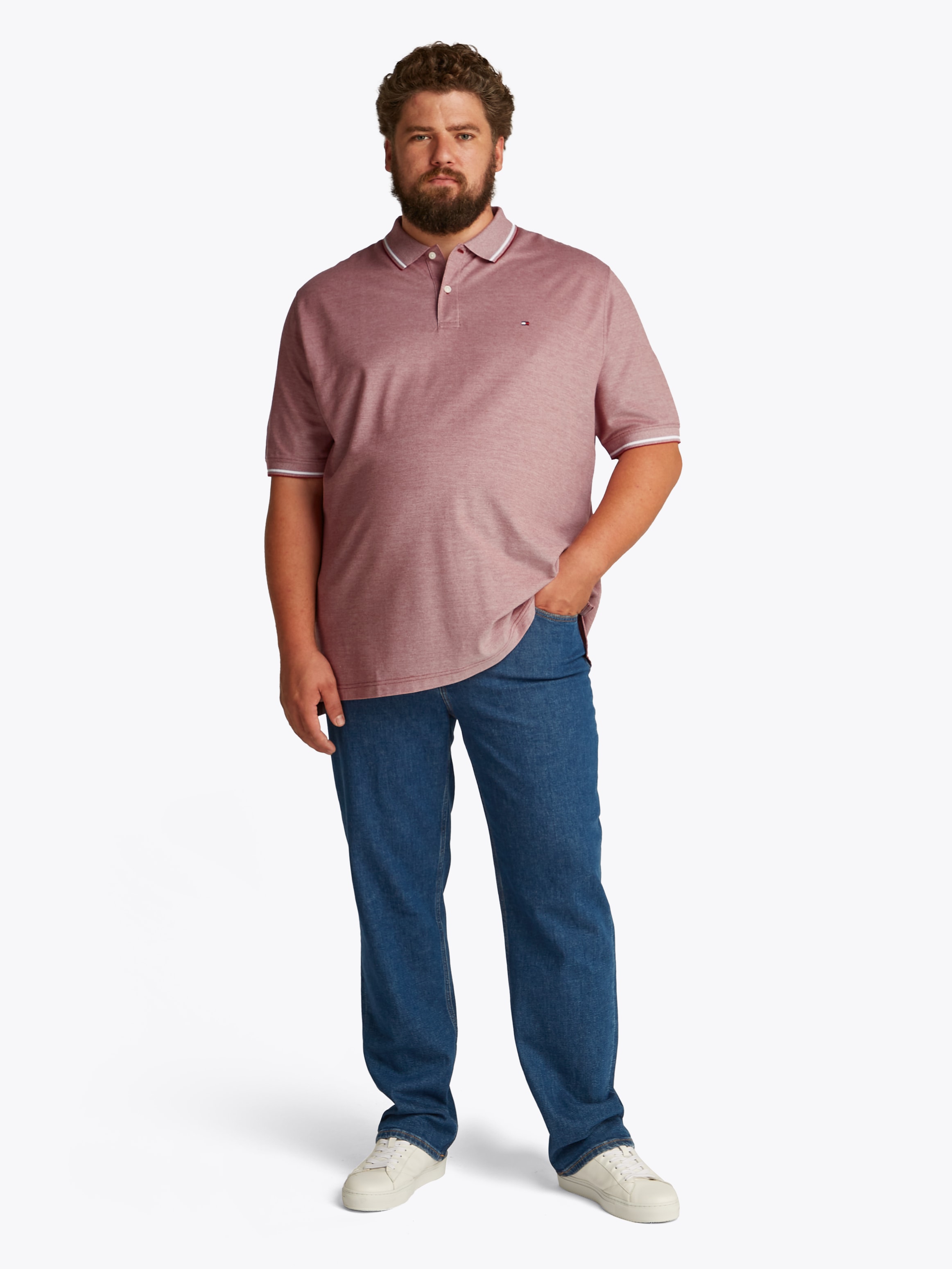 Tommy Hilfiger Big & Tall Poloshirt »BT-OXFORD TWO TONE REG POLO-B«, in Grossen Grössen, Logostickerei