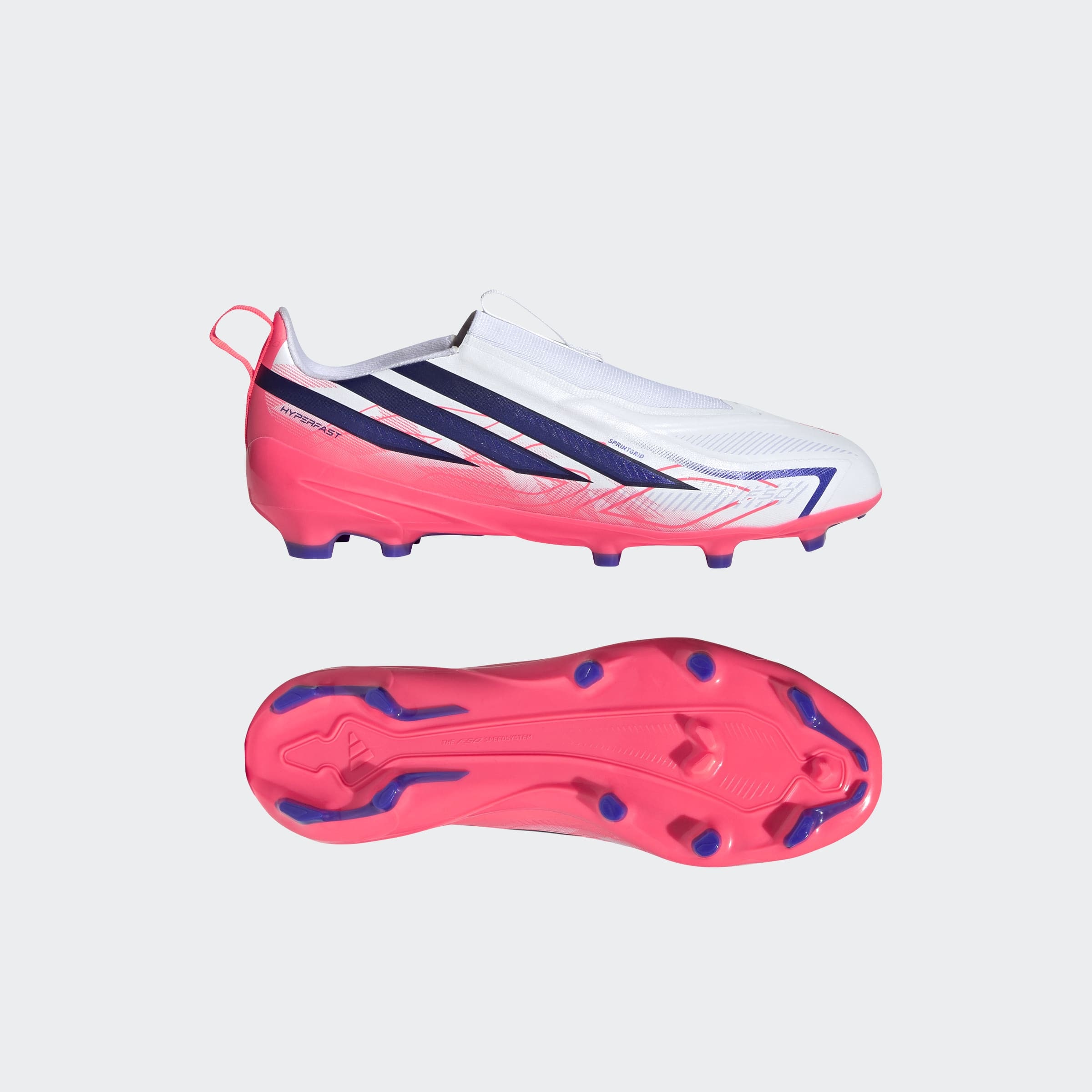 adidas Performance Chaussure de football »F50 HYPERFAST LEAGUE KIDS , FESTE BÖDEN, OHNE SCHNÜRSENKEL«  semelle extérieure pour gazon et sols durs, pour adolescents & enfants