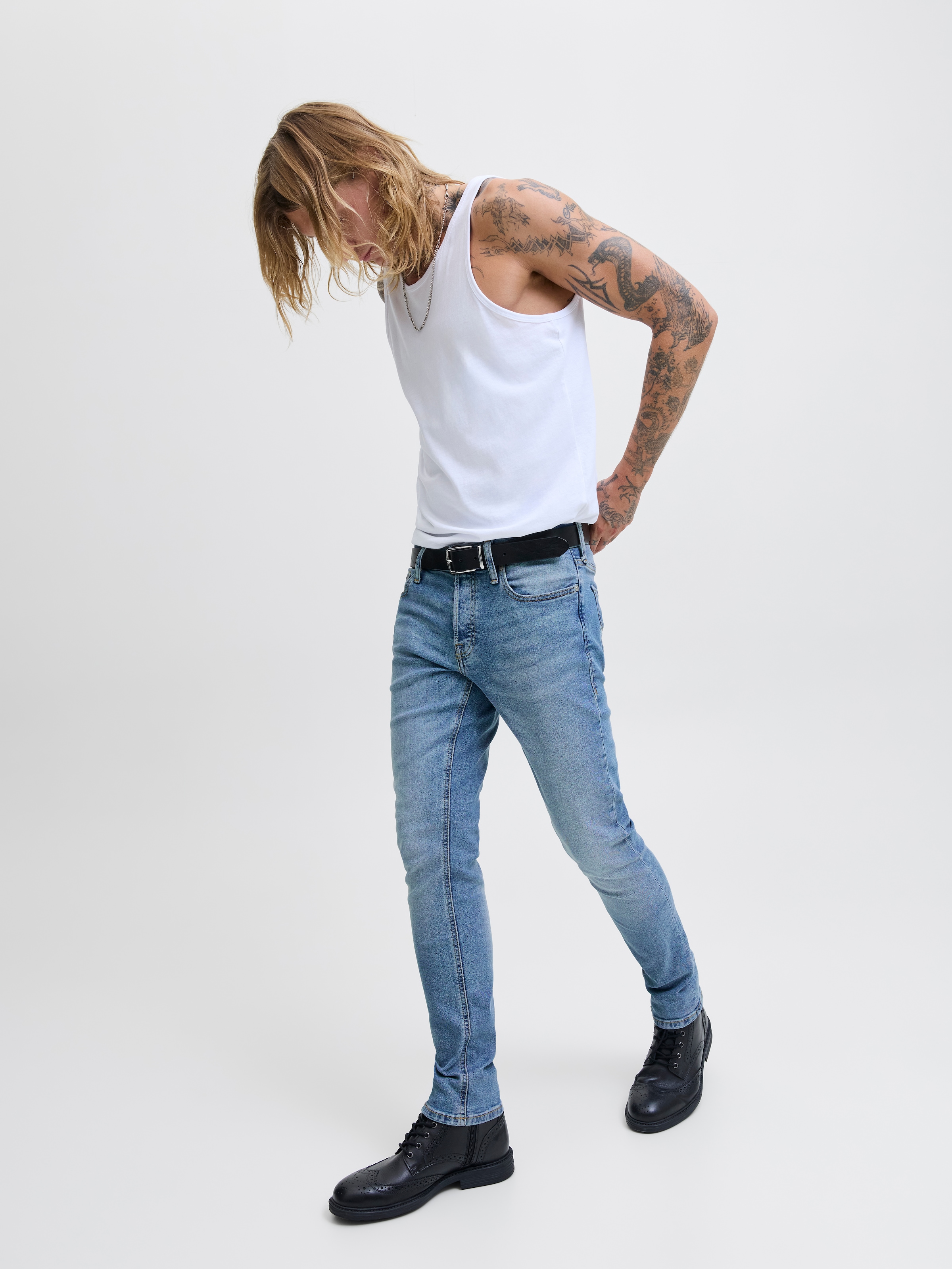 Jack & Jones Slim-fit-Jeans »JJIGLENN Jeans mit schmaler Beinform und Stretch für Komfort« Denim/Jeans, modisch, slim fit, Baumwollmischung