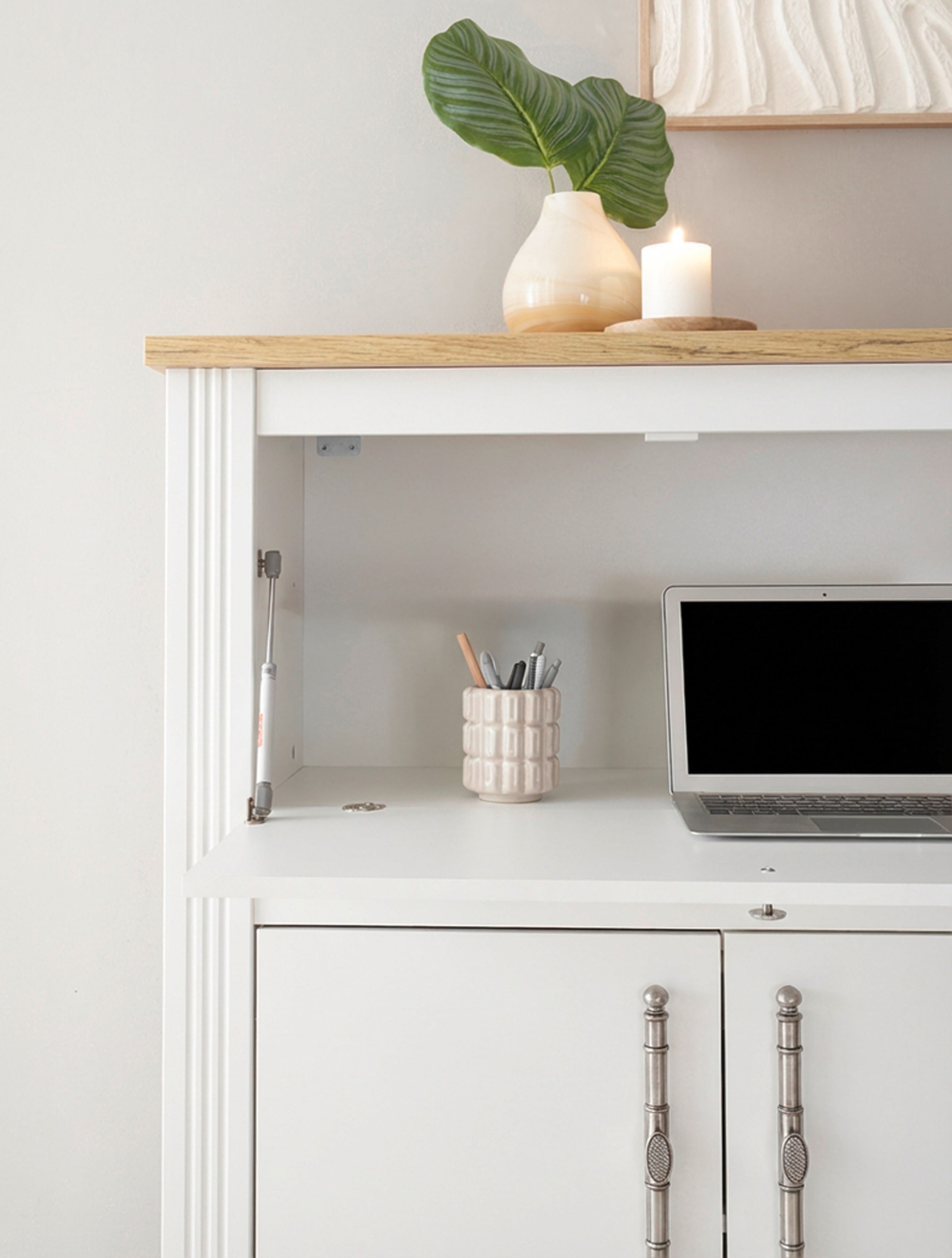 GOODproduct Sekretär »Westminster, PC-Schrank mit klappbarer Tischplatte, Schreibtisch« Home-Office-Schreibtisch, Monitor-/Laptopfach, mit Kabelkanal