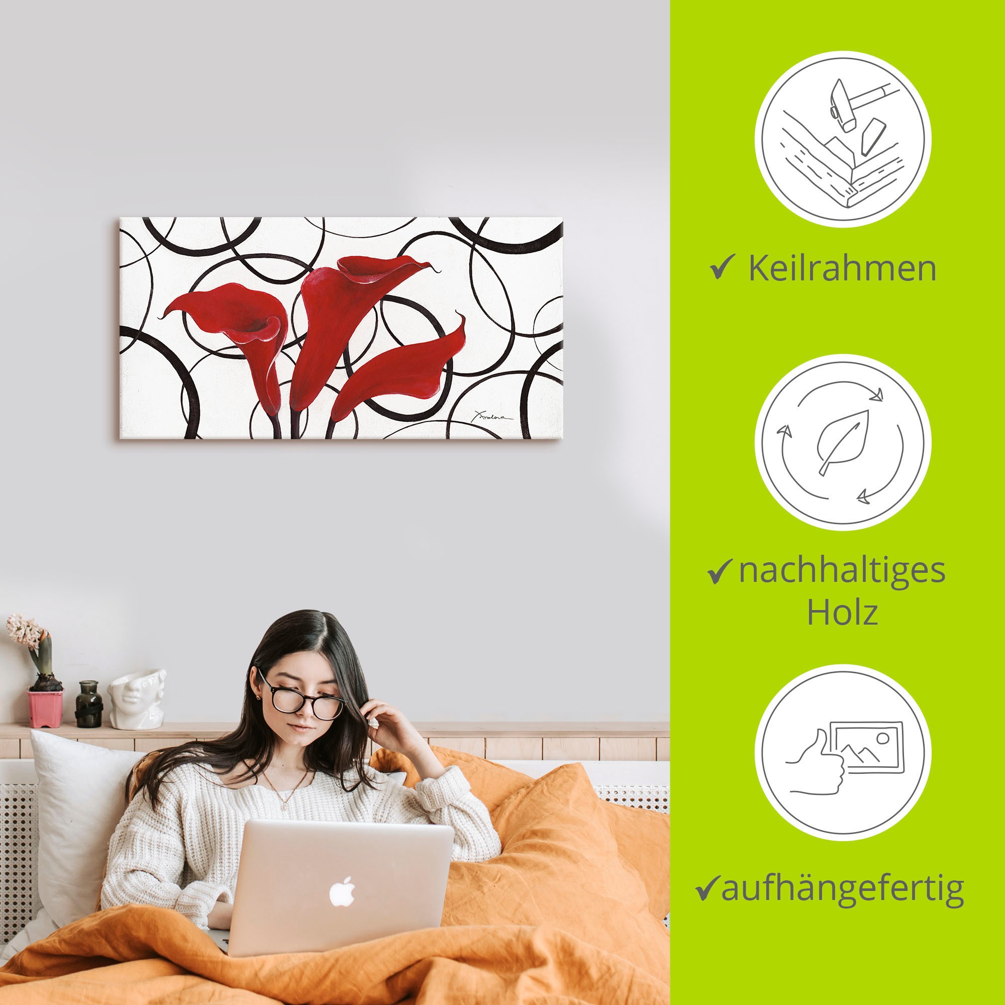 Artland Wandbild »Callas«, Blumen, (1 St.), als Leinwandbild, Wandaufkleber in verschied. Grössen