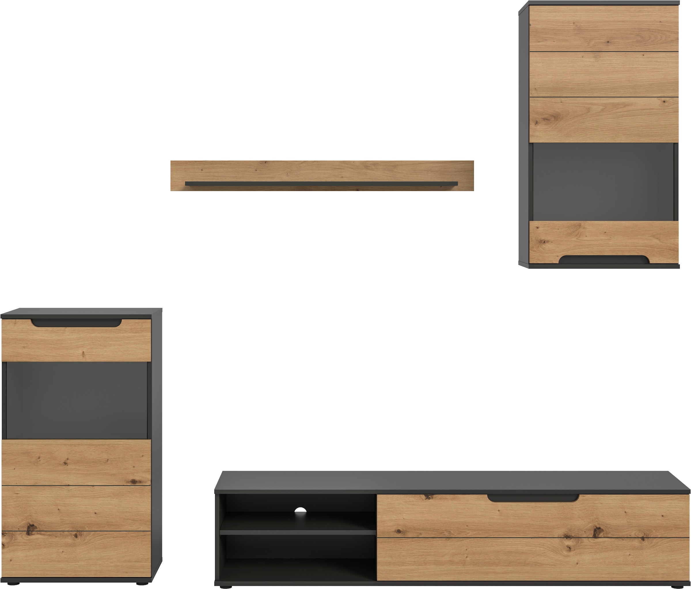 Image of Home affaire Wohnwand "SKEPP, 4-teilig, best. aus: 2x Vitrine, 1x Lowboad & 1x Wandboard"