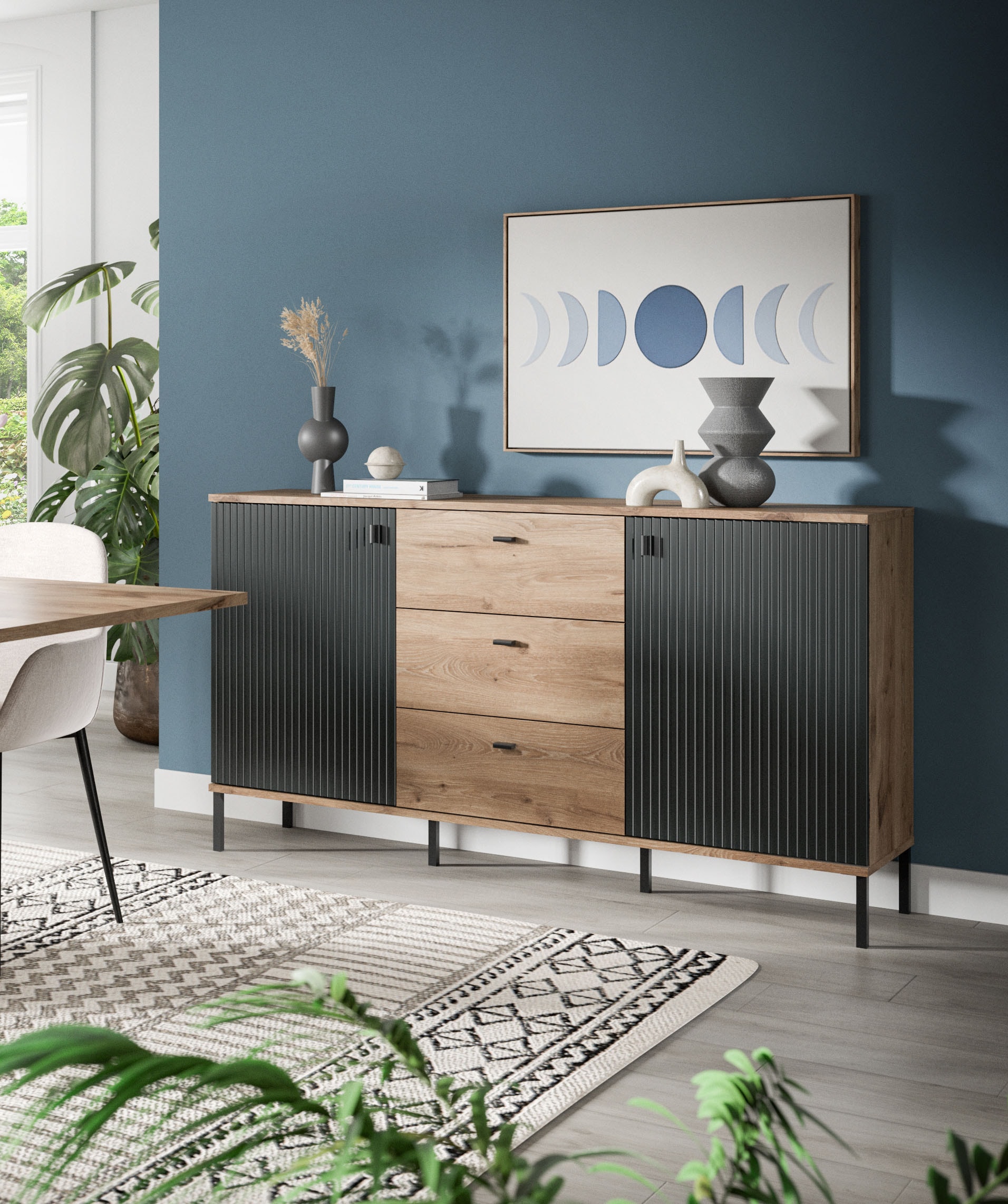 INOSIGN Buffet »TREVERK, Breite: 154 cm, hochwertige MDF-Front schwarz tiefzieh« 1 cuis tlg. buffet, salon, salle à manger
