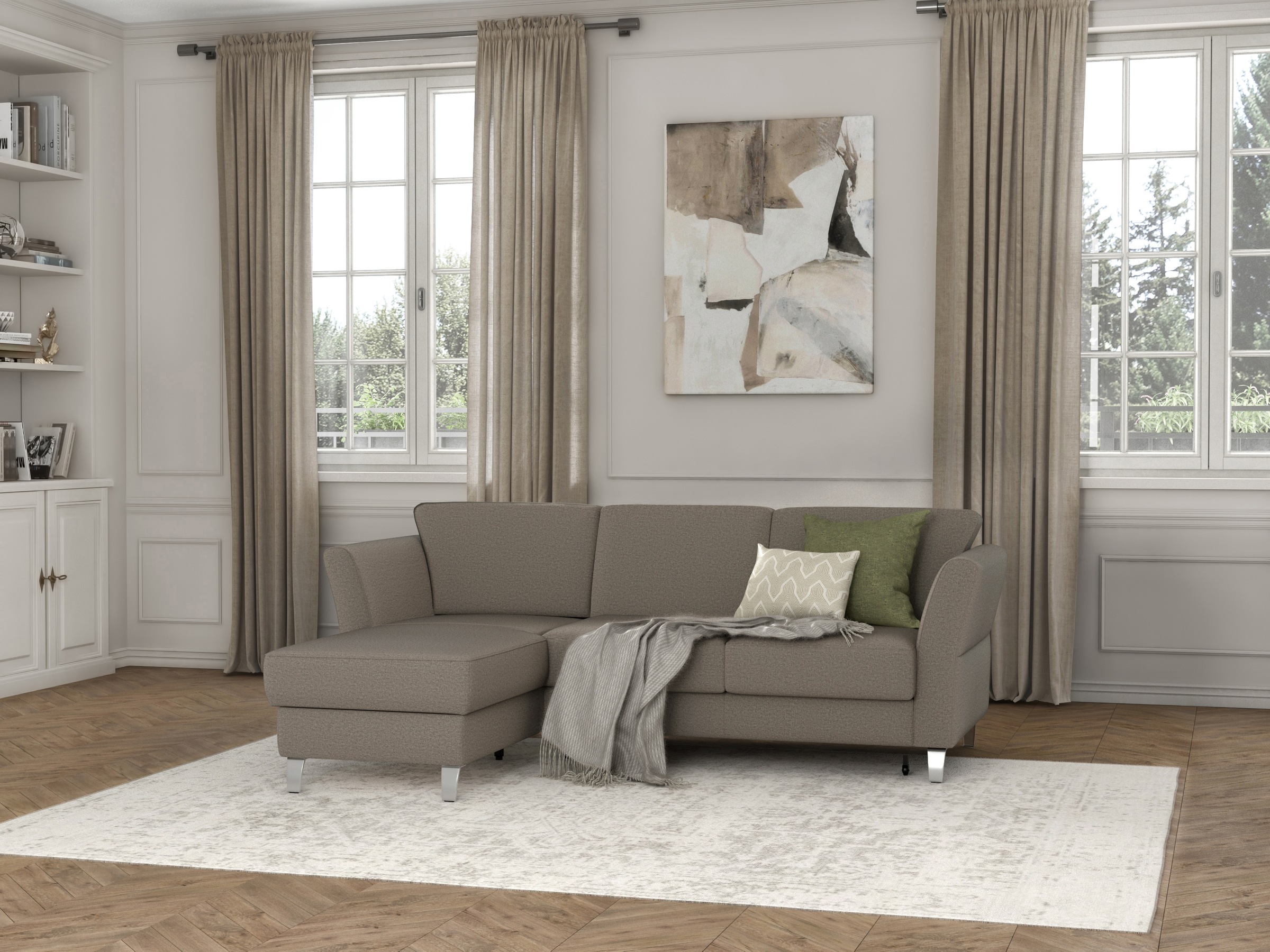 sit&more Ecksofa »Visby L-Form«, wahlweise mit Bettfunktion und Bettkasten, frei im Raum stellbar