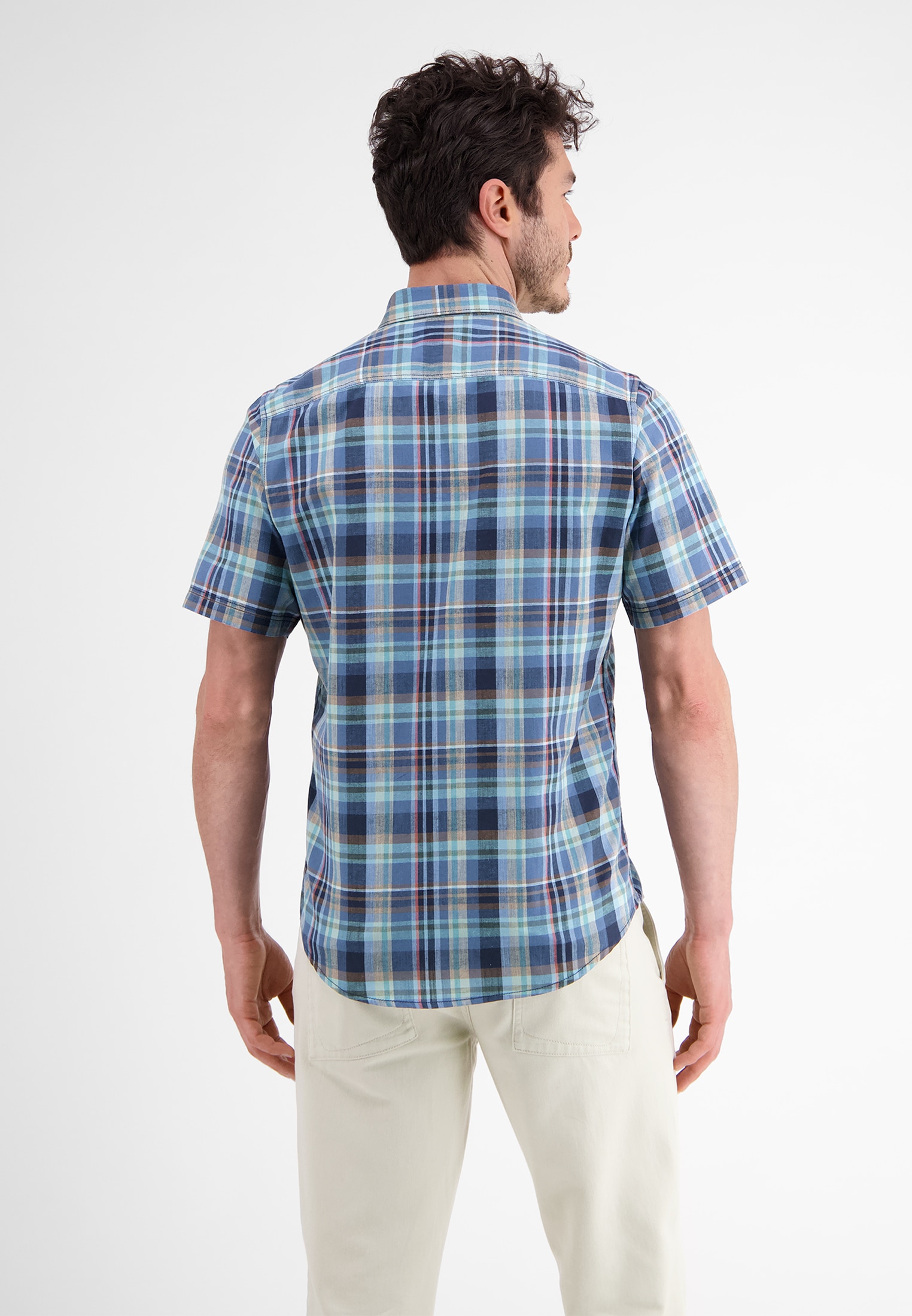 LERROS Kurzarmhemd »LERROS Kariertes Halbarmhemd, Baumwoll-Leinen-Mix«