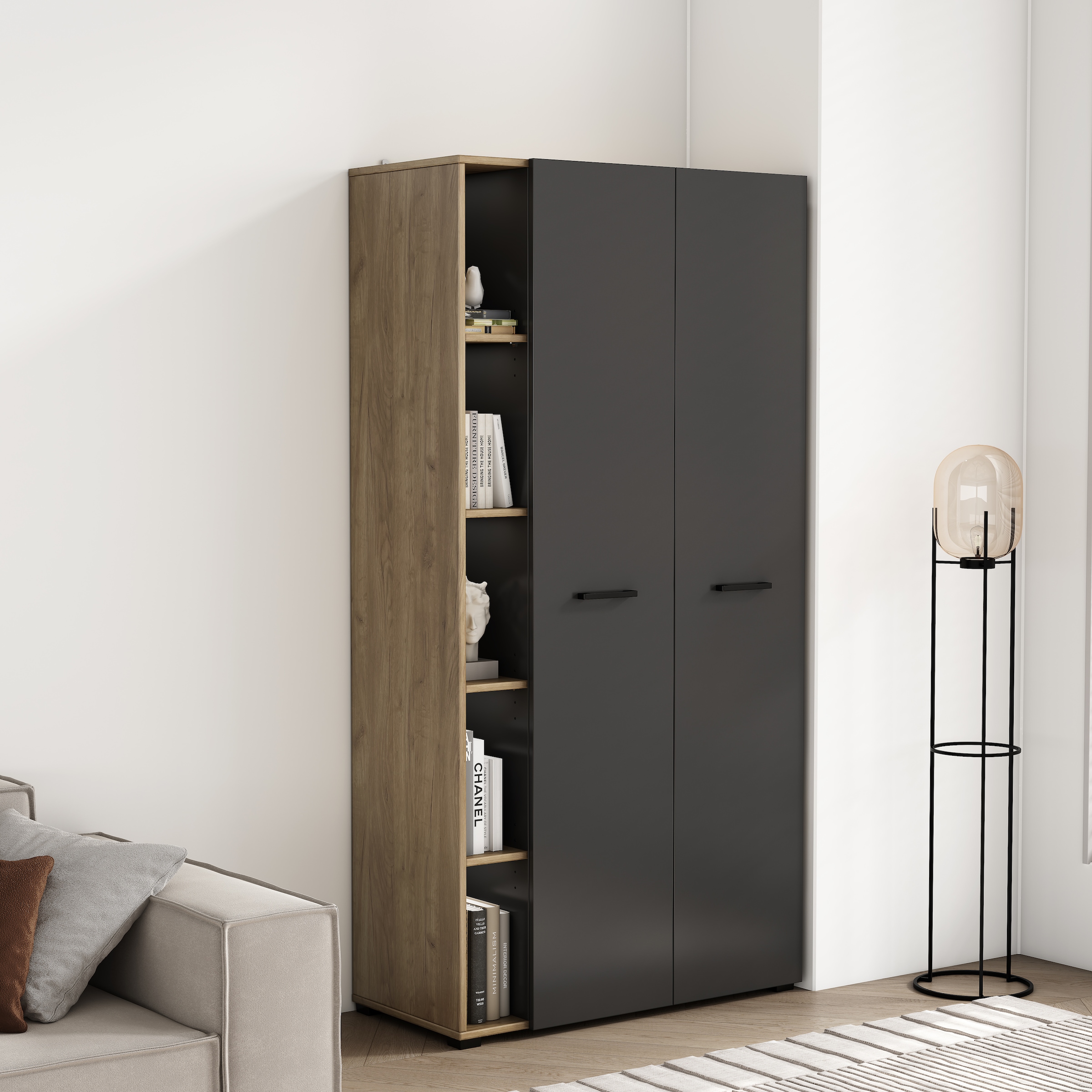 GOODproduct Computerschrank »Moid« Set,  PC-Schrank, mit zwei Türen, mit Tastaturauszug, B 88 cm