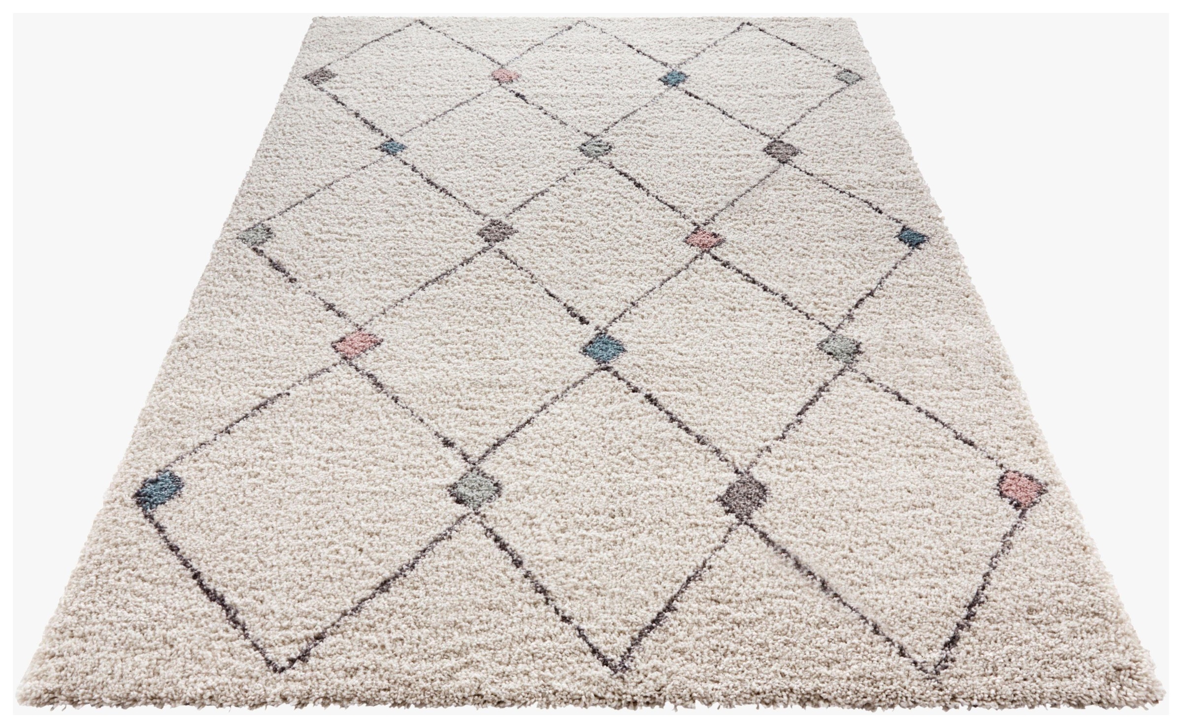 Image of MINT RUGS Hochflor-Teppich »Create«, rechteckig, 35 mm Höhe, Rauten Design, besonders weich durch Microfaser, Wohnzimmer, Schlafzimmer, Robust, Pflegeleicht bei Ackermann Versand Schweiz