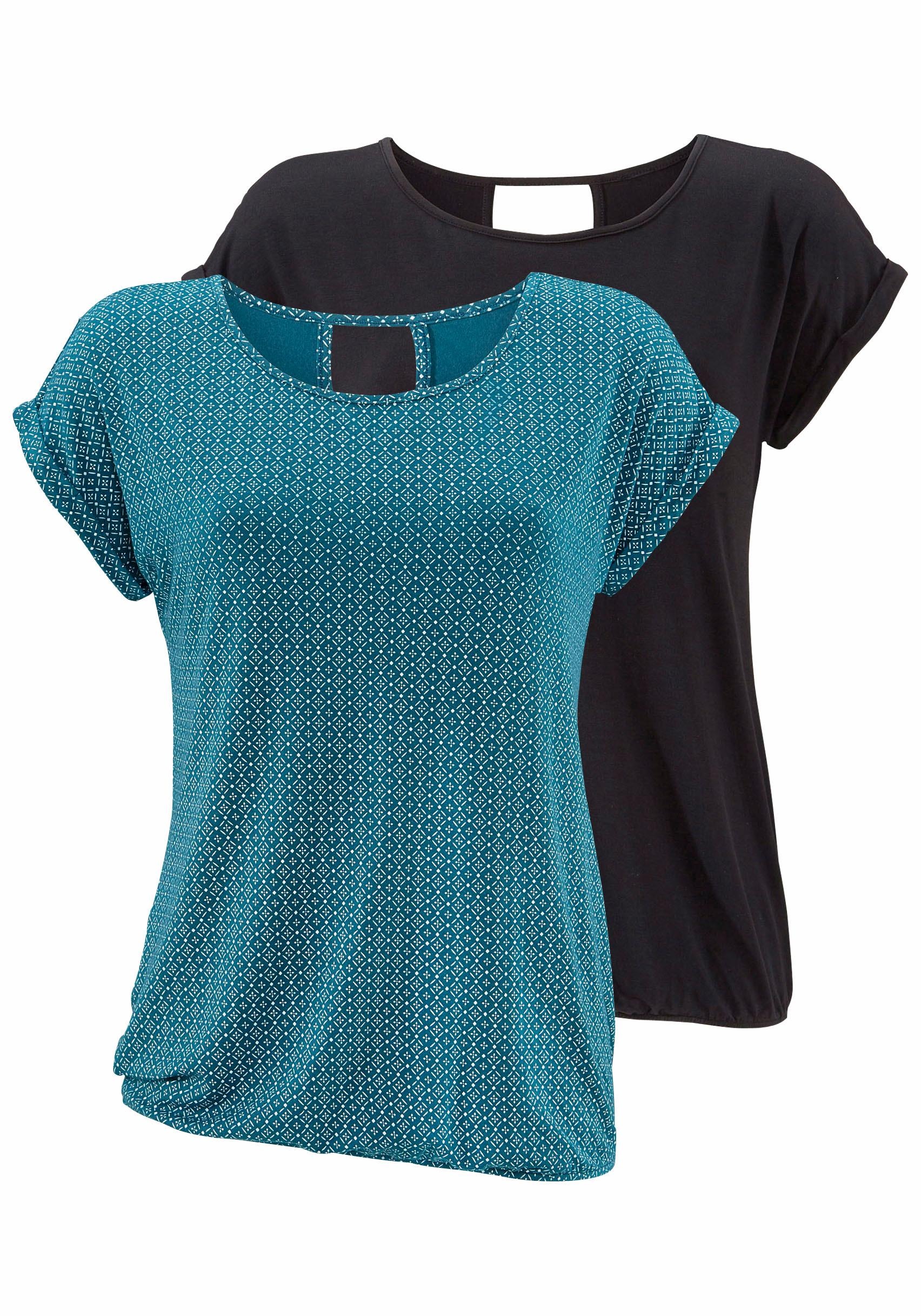 ♕ LASCANA T-Shirt, (Packung, 2er-Pack), Nacken kaufen versandkostenfrei Cut-out mit im modischem