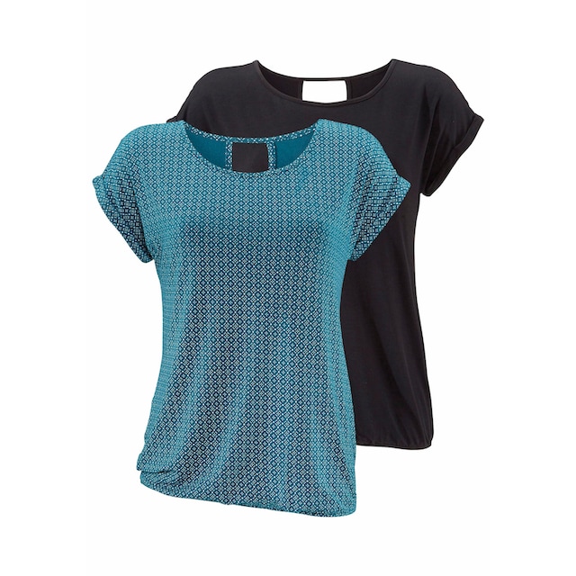 ♕ LASCANA T-Shirt, (Packung, 2er-Pack), mit modischem Cut-out im Nacken  versandkostenfrei kaufen