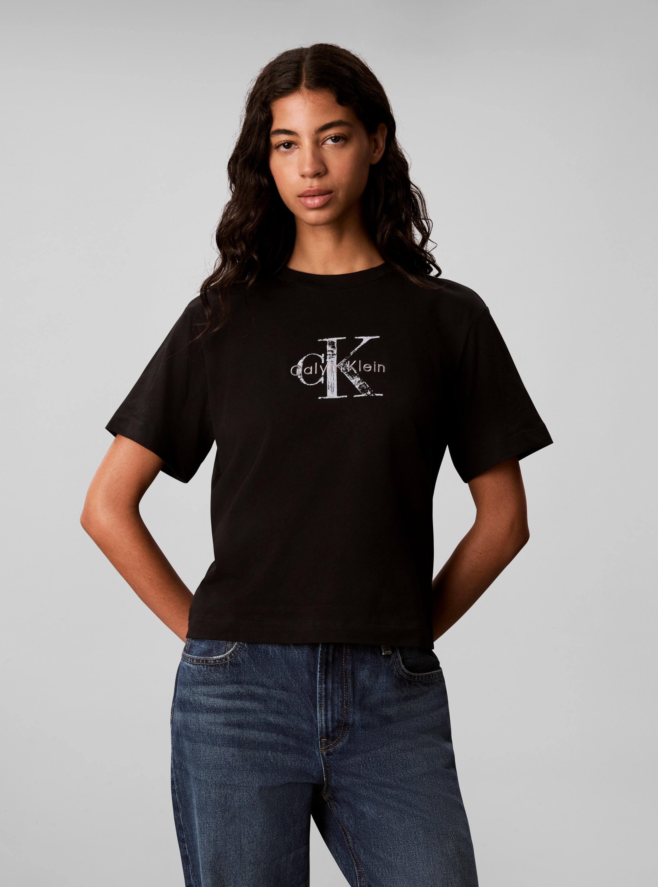 Image of Calvin Klein T-Shirt "BOXY HAND DRAWN MONOLOGO TEE" Regular fit, Logoschriftzug