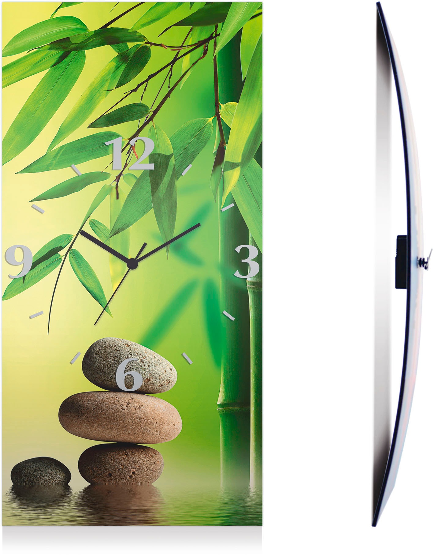 Image of Artland Wanduhr »Spa Stillleben«, 3D Optik gebogen, lautlos, ohne Tickgeräusche, nicht tickend, geräuschlos - wählbar: Funkuhr o. Quarzuhr, moderne Uhr für Wohnzimmer, Küche etc. - Stil: modern bei Ackermann Versand Schweiz