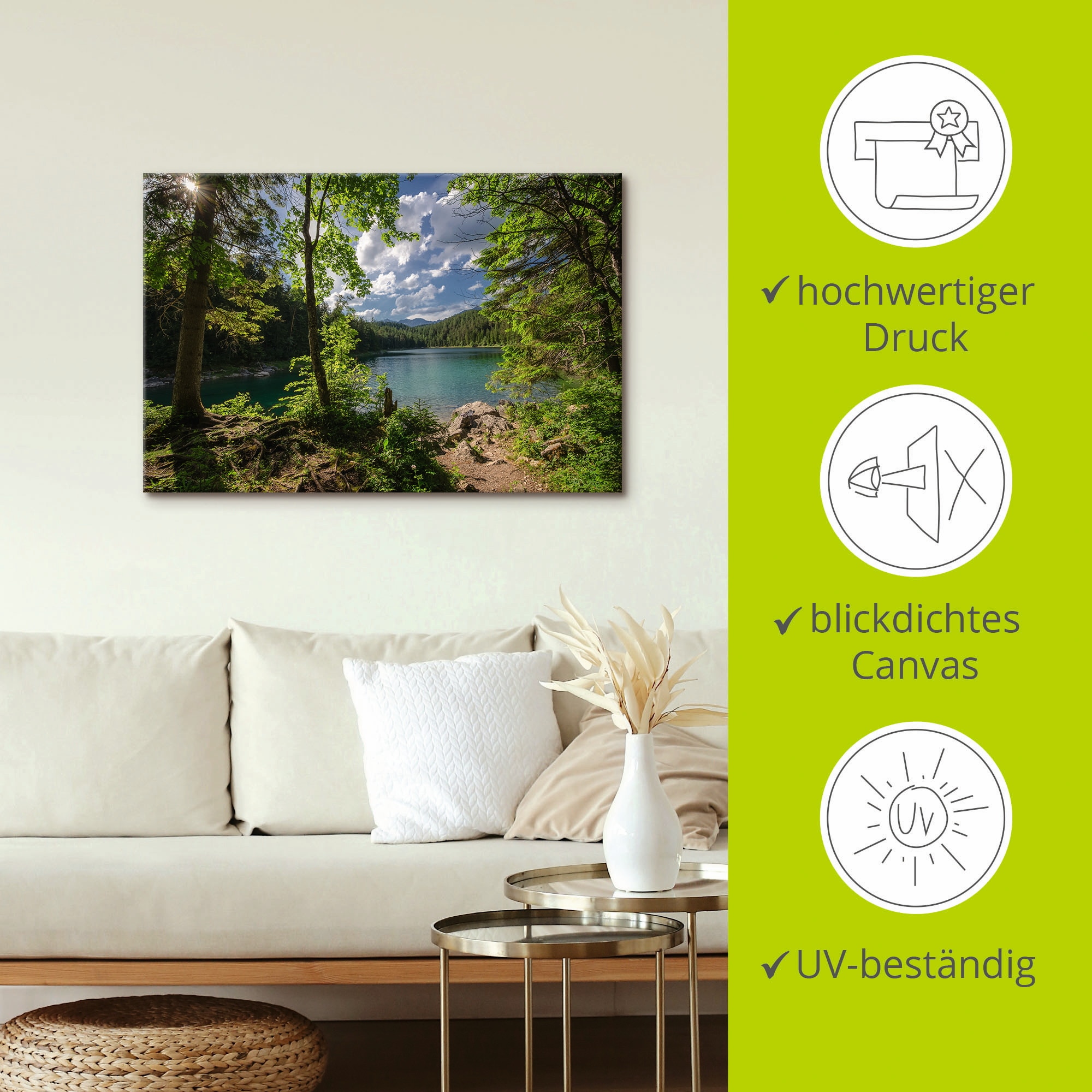 Artland Wandbild »Eibsee«, Gewässer, (1 St.), als Alubild, Outdoorbild, Leinwandbild in verschied. Grössen