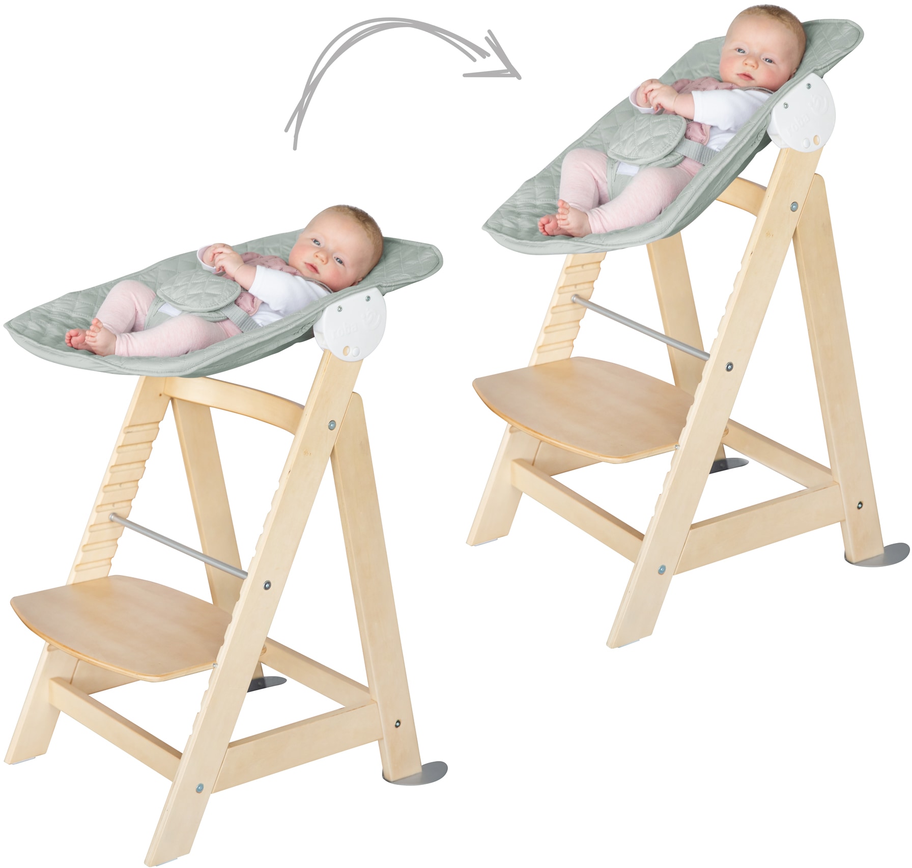 roba® Hochstuhl »Treppenhochstuhl 2-in-1 Set Style, Born Up«, mit Neugeborenen-Aufsatz