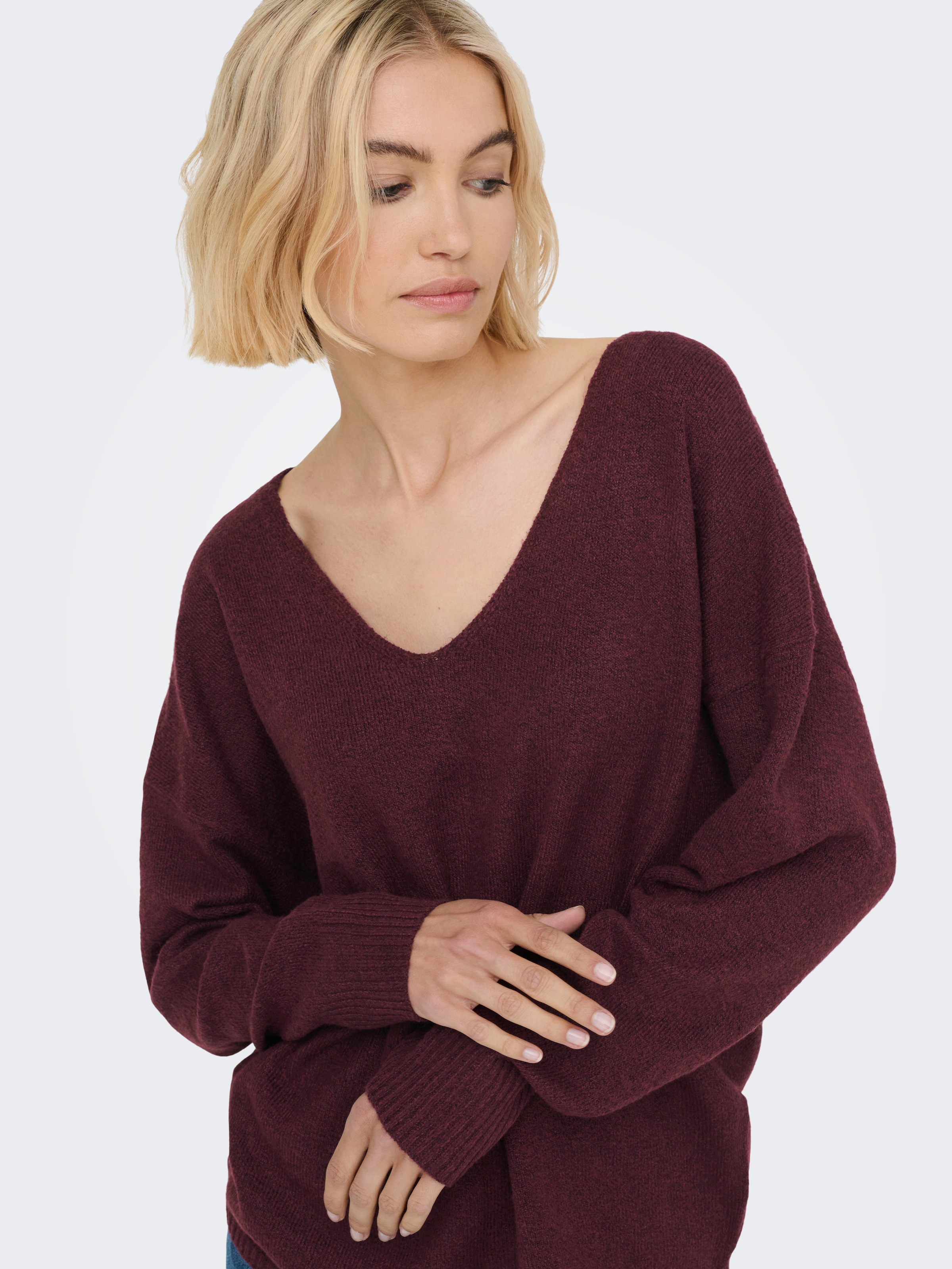 ONLY V-Ausschnitt-Pullover »ONLRICA LIFE L/S V-NECK PULLO KNT NOOS«, mit V-Ausschnitt