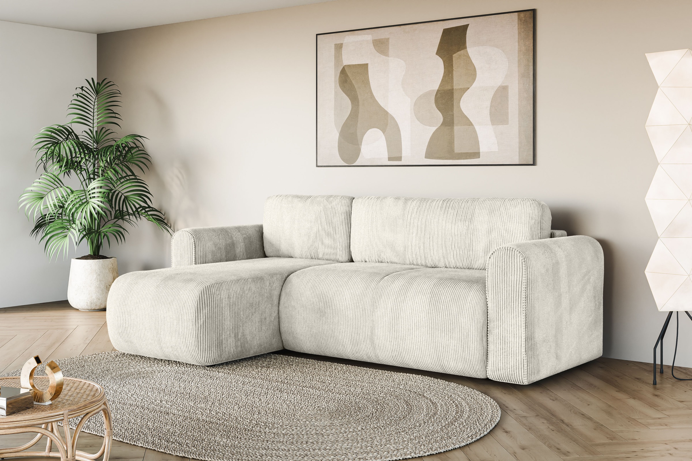 Image of GOODproduct Ecksofa "Zacharia wahlweise Schlafsofa mit Bettkasten, B/T/H 250/166/86 cm" L-Form mit Wellenunterfederung, Recamiere beidseitig montierbar