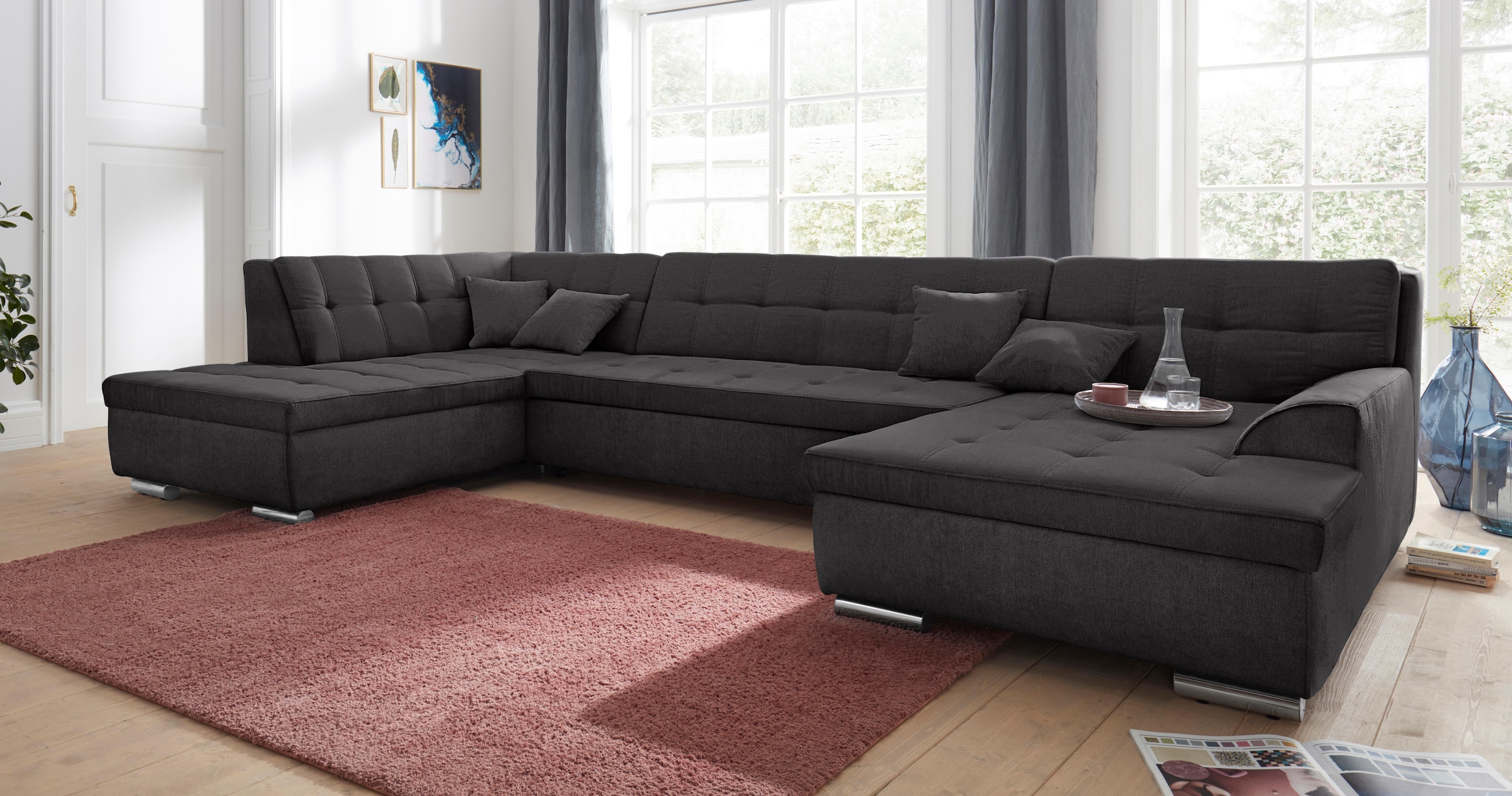 Image of DOMO collection Wohnlandschaft "Aversa U-Form" wahlweise mit Bettfunktion, frei im Raum stellbar