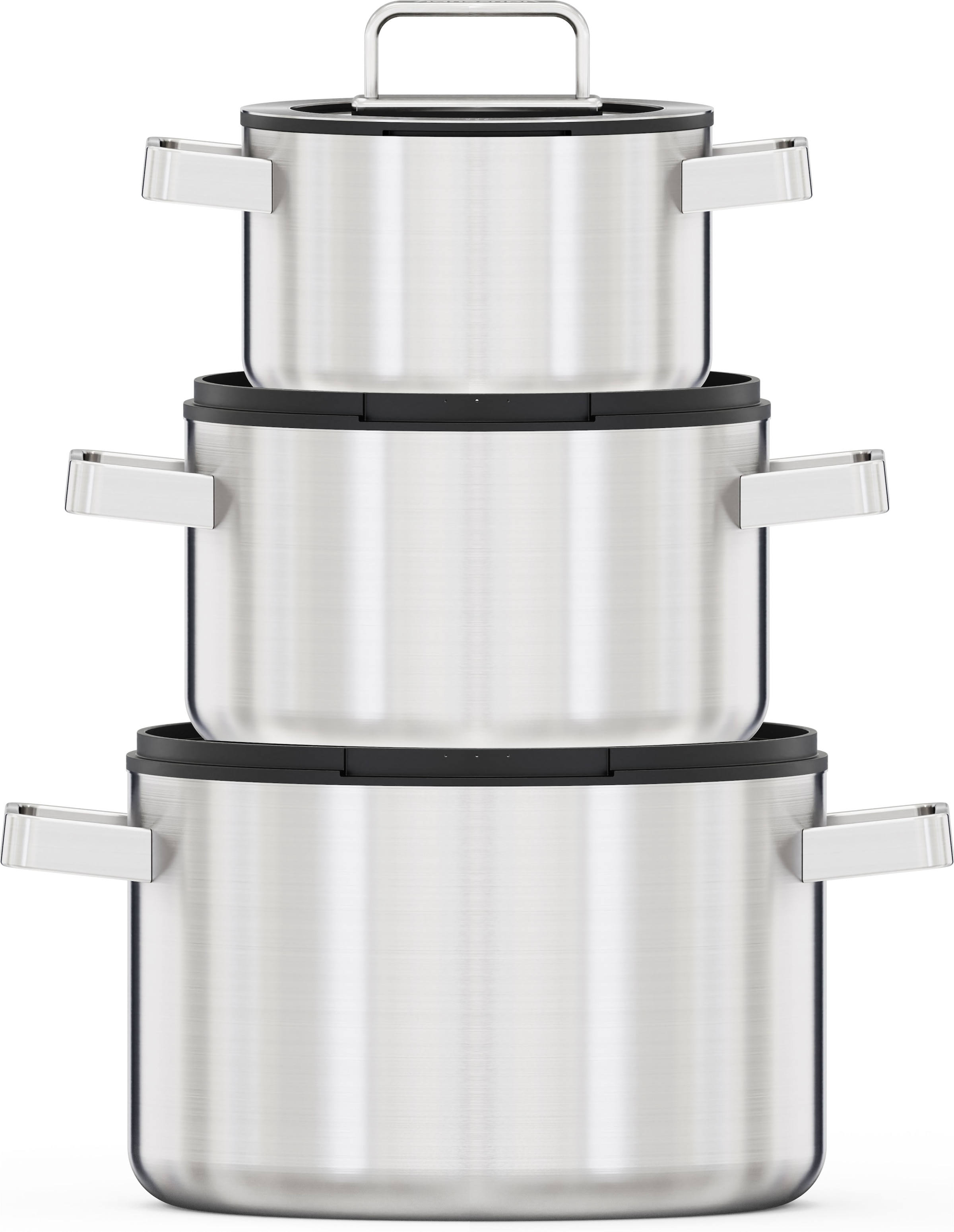 Hanseatic Topf-Set »PREMIUM« Set, Kochtopf 1x 16 cm / 1x 20 cm / 1x 24 cm, 6 tlg. Edelstahl