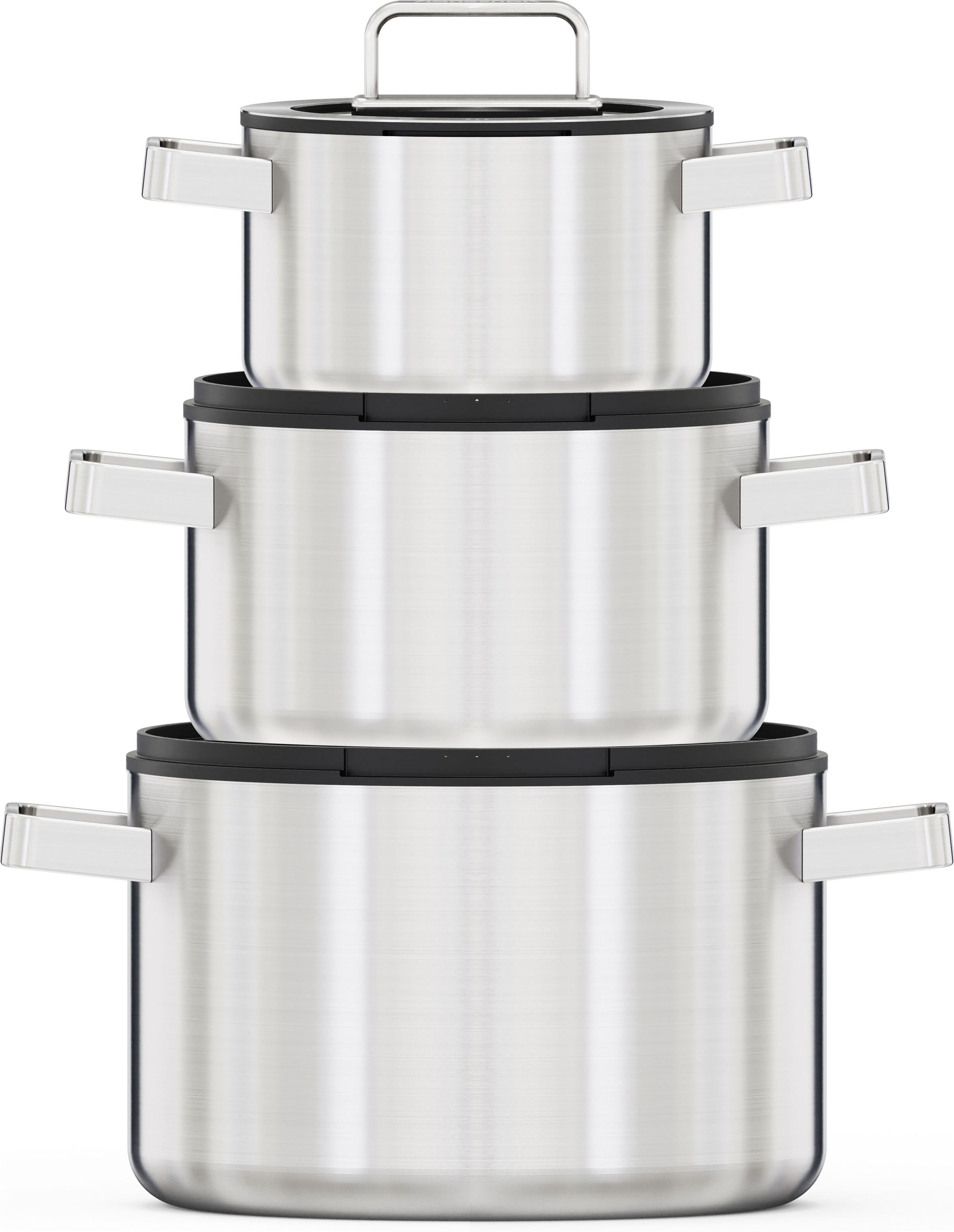 Hanseatic Topf-Set "PREMIUM" Set, Kochtopf 1x 16 cm / 1x 20 cm / 1x 24 cm, 6 tlg. Edelstahl