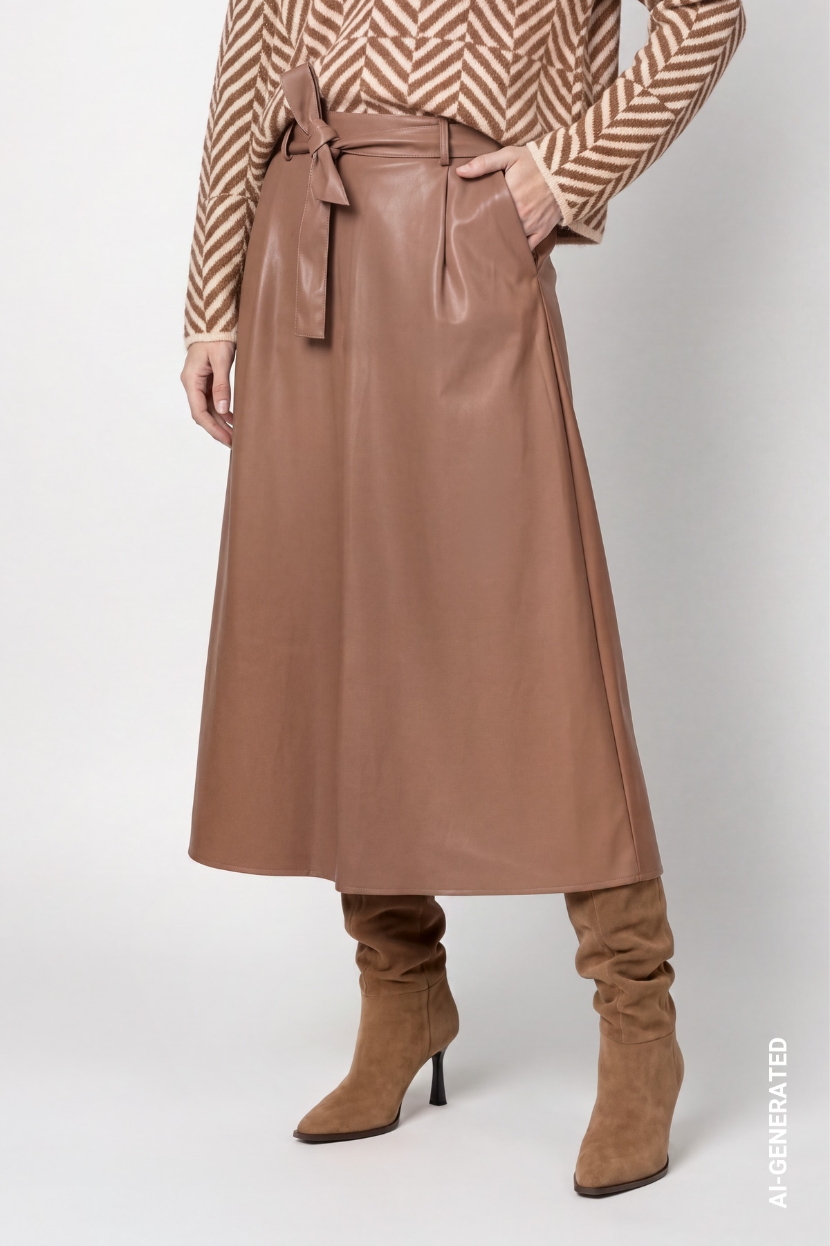 Image of Monari Lederimitatrock Regular fit mit Gürtel