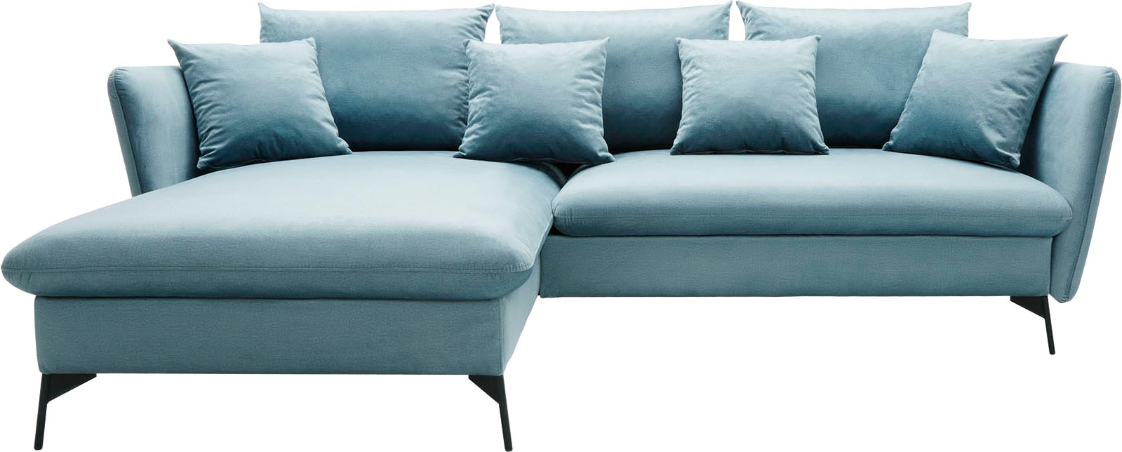 GOODproduct Canapé d'angle »LIVORNO,258 cm, L-Form,« fonction couchage et coffre (139/224cm), velours, structure, tissu tissé